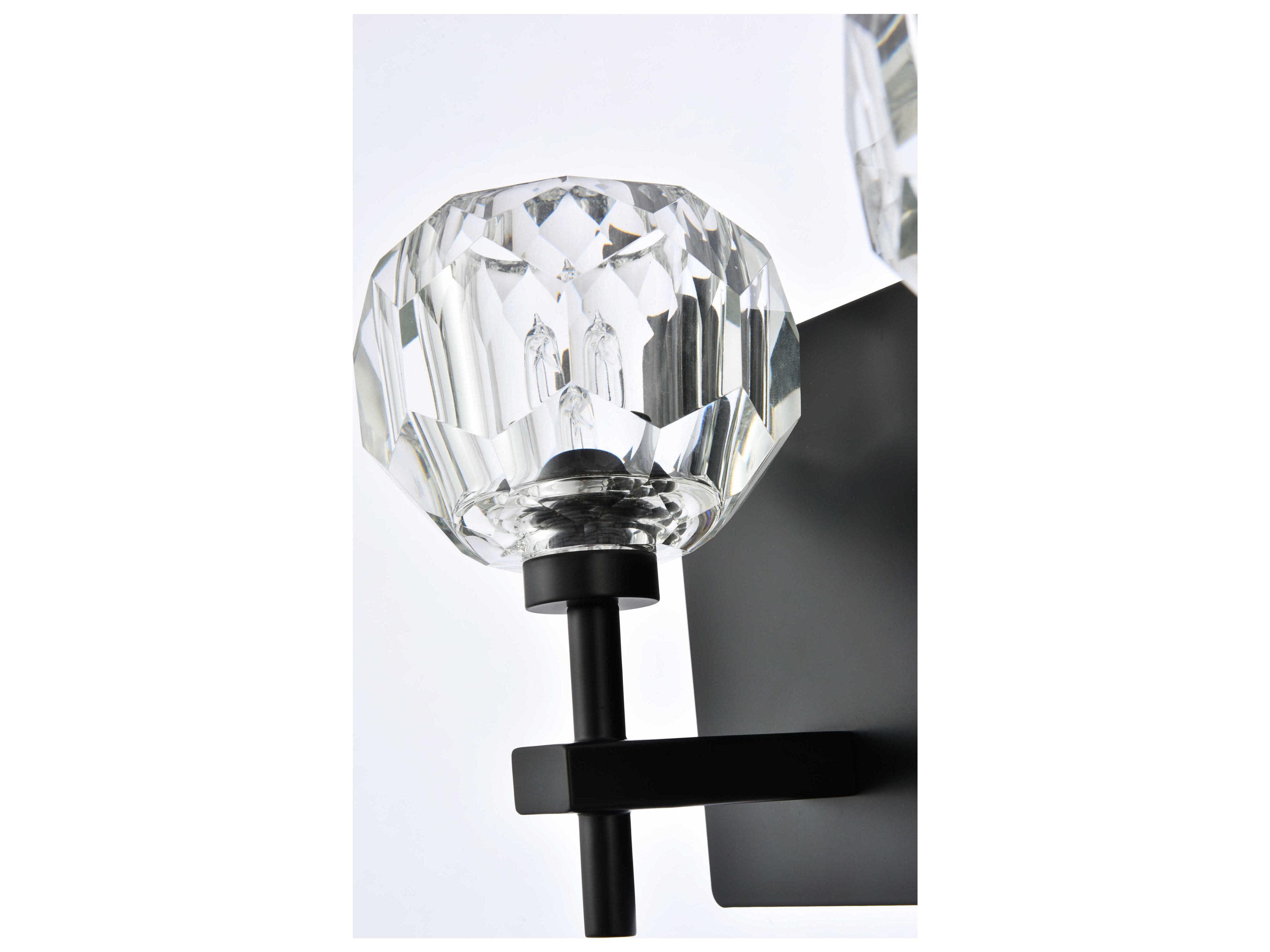 Elegant Lighting Graham 4-Light Black Crystal Vanity Light