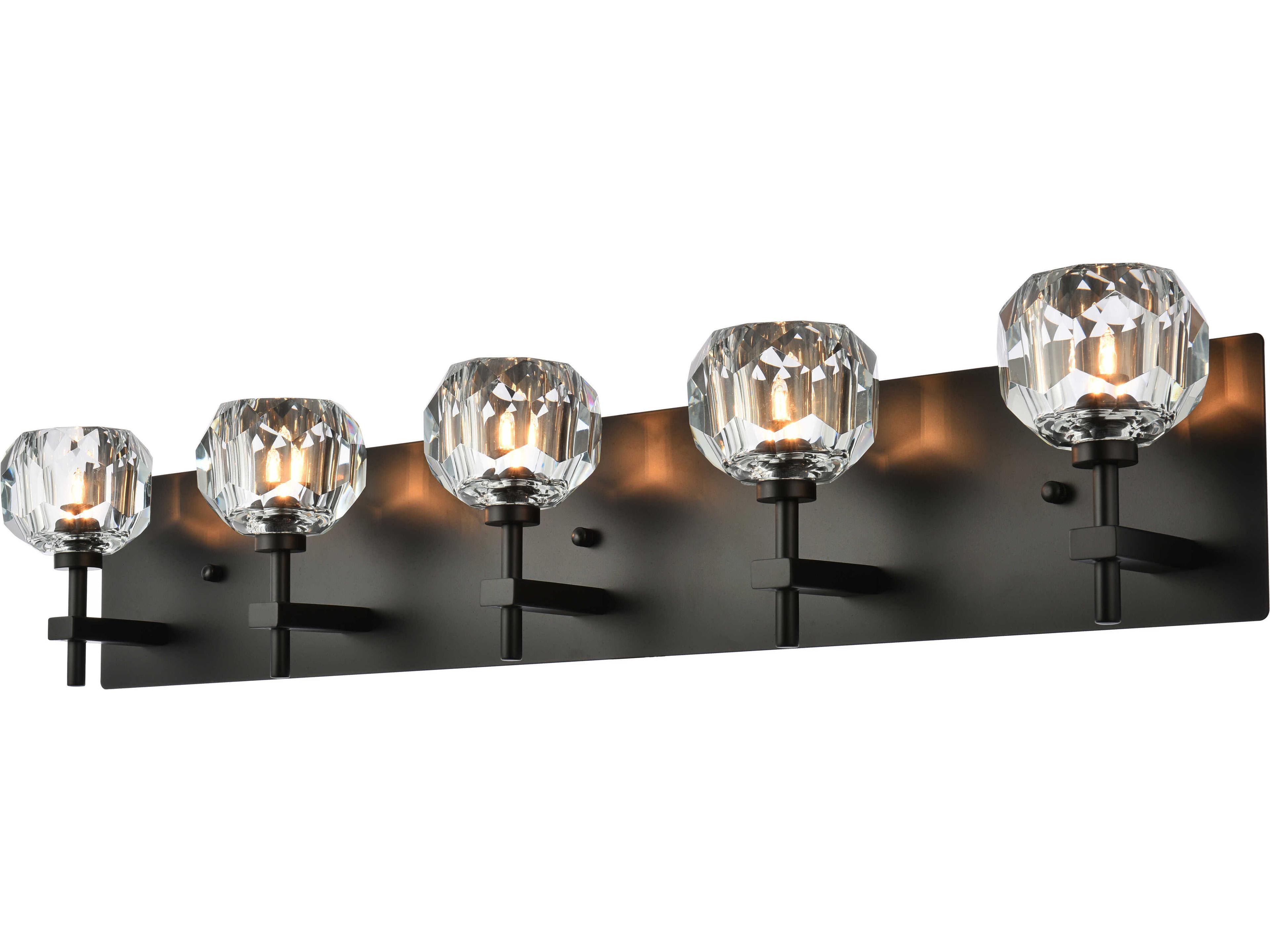 Elegant Lighting Graham 5-Light Black Crystal Vanity Light