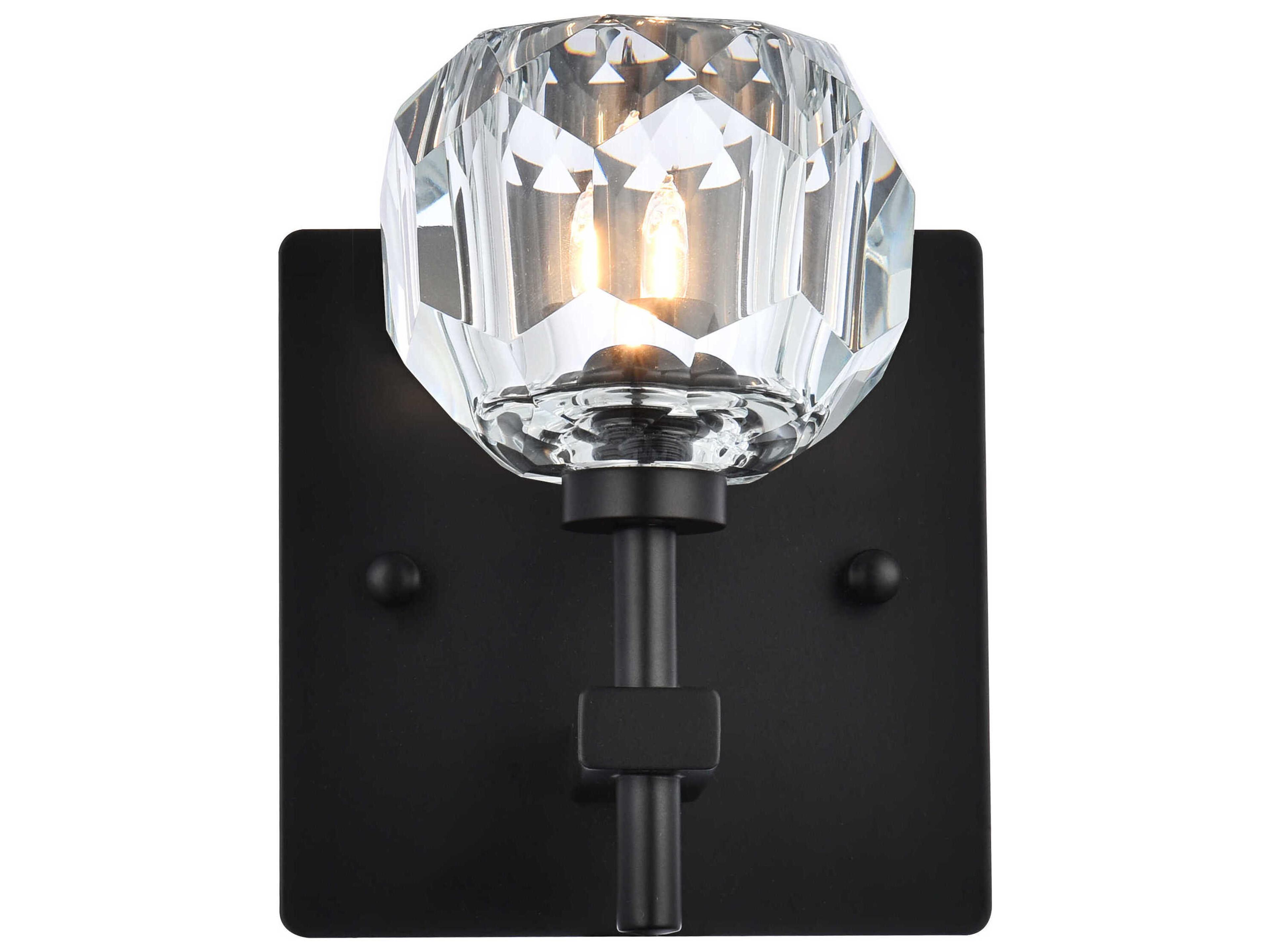 Elegant Lighting Graham 1-Light Black Crystal Wall Sconce