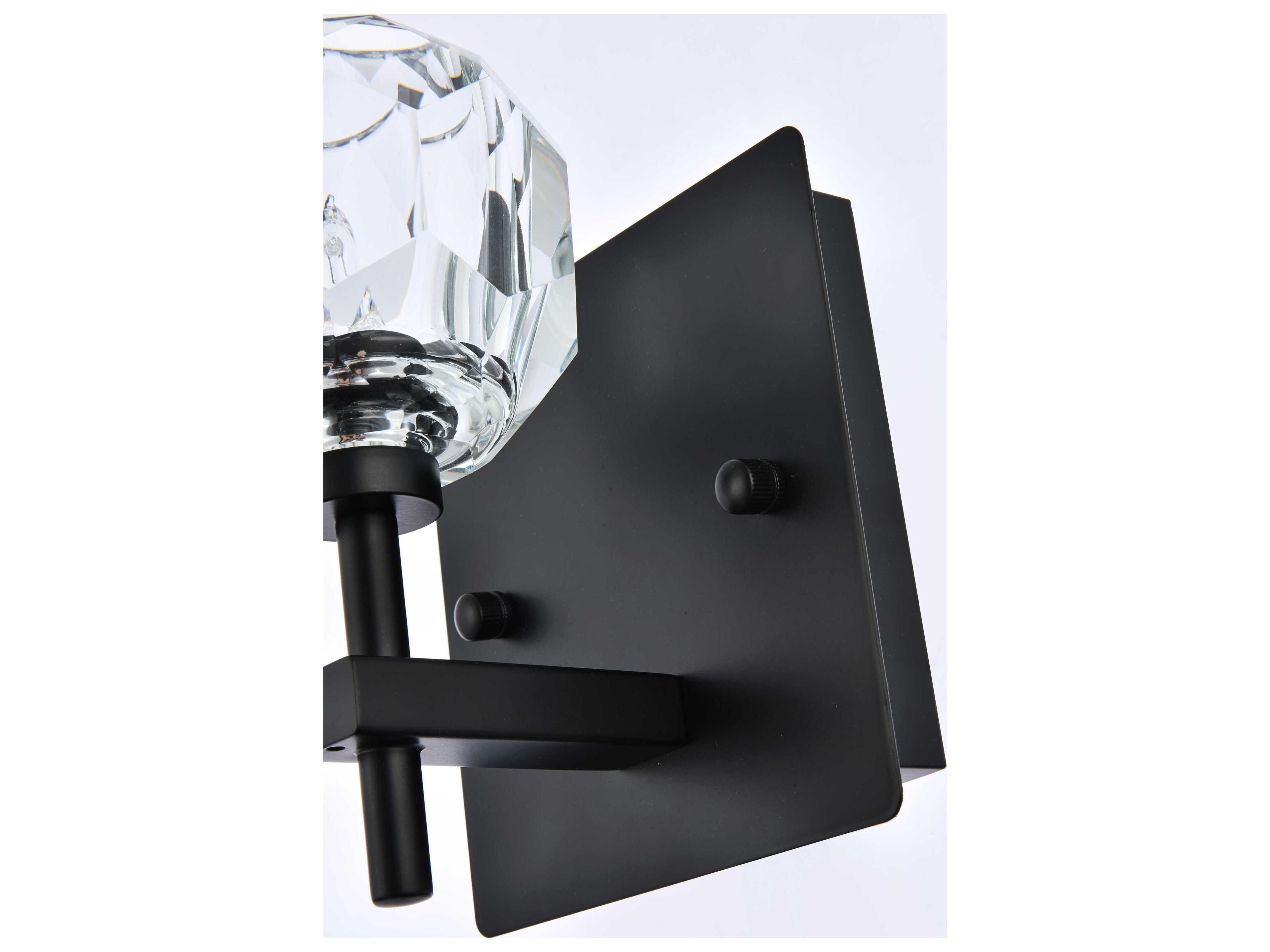 Elegant Lighting Graham 1-Light Black Crystal Wall Sconce