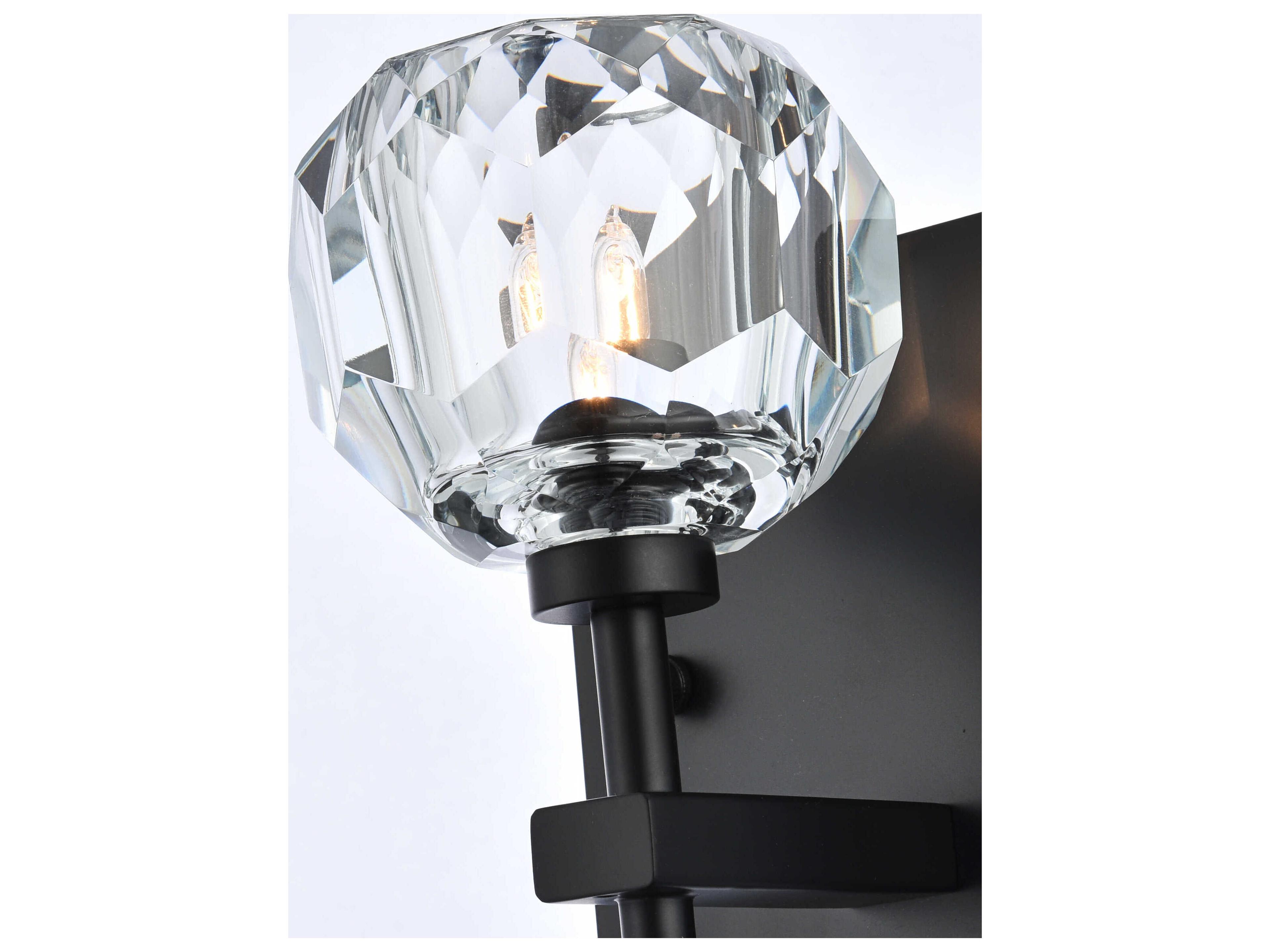 Elegant Lighting Graham 1-Light Black Crystal Wall Sconce