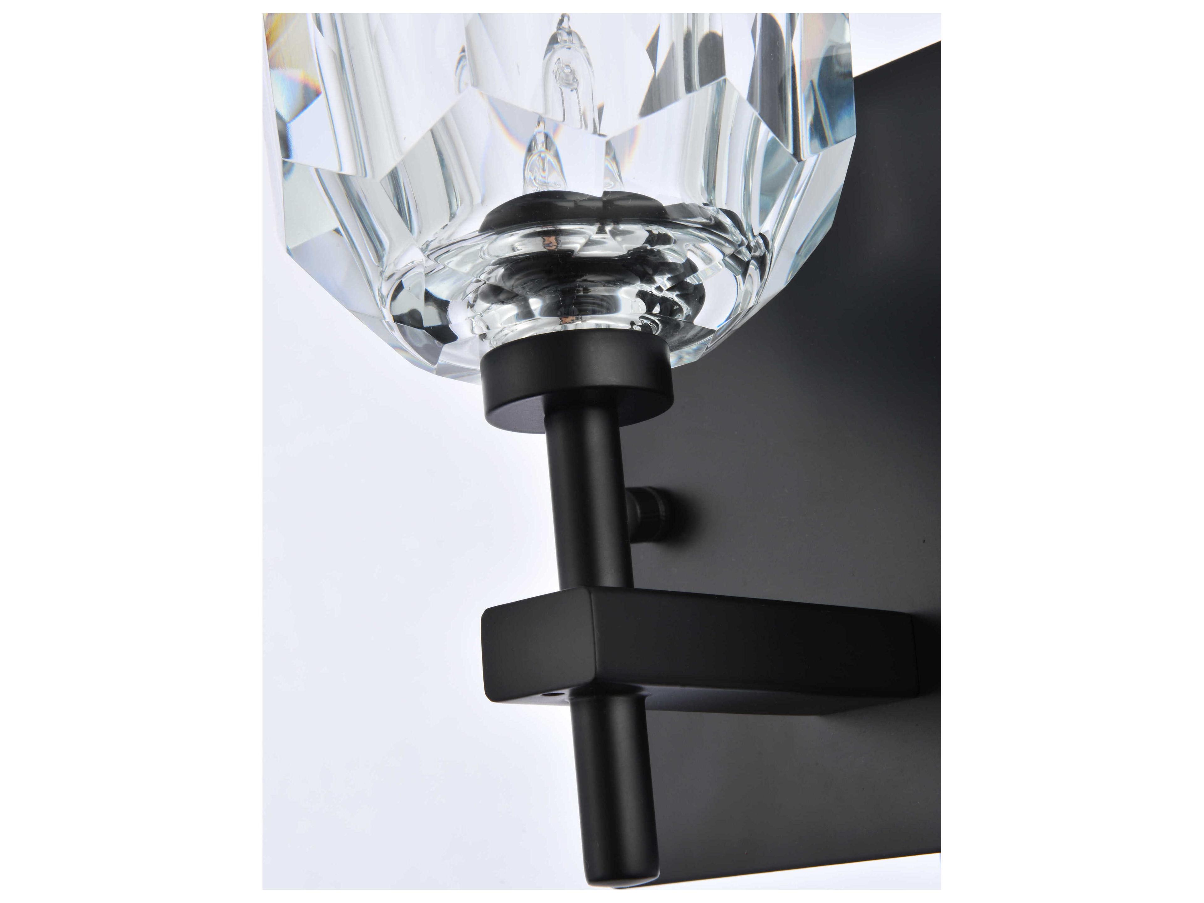 Elegant Lighting Graham 1-Light Black Crystal Wall Sconce