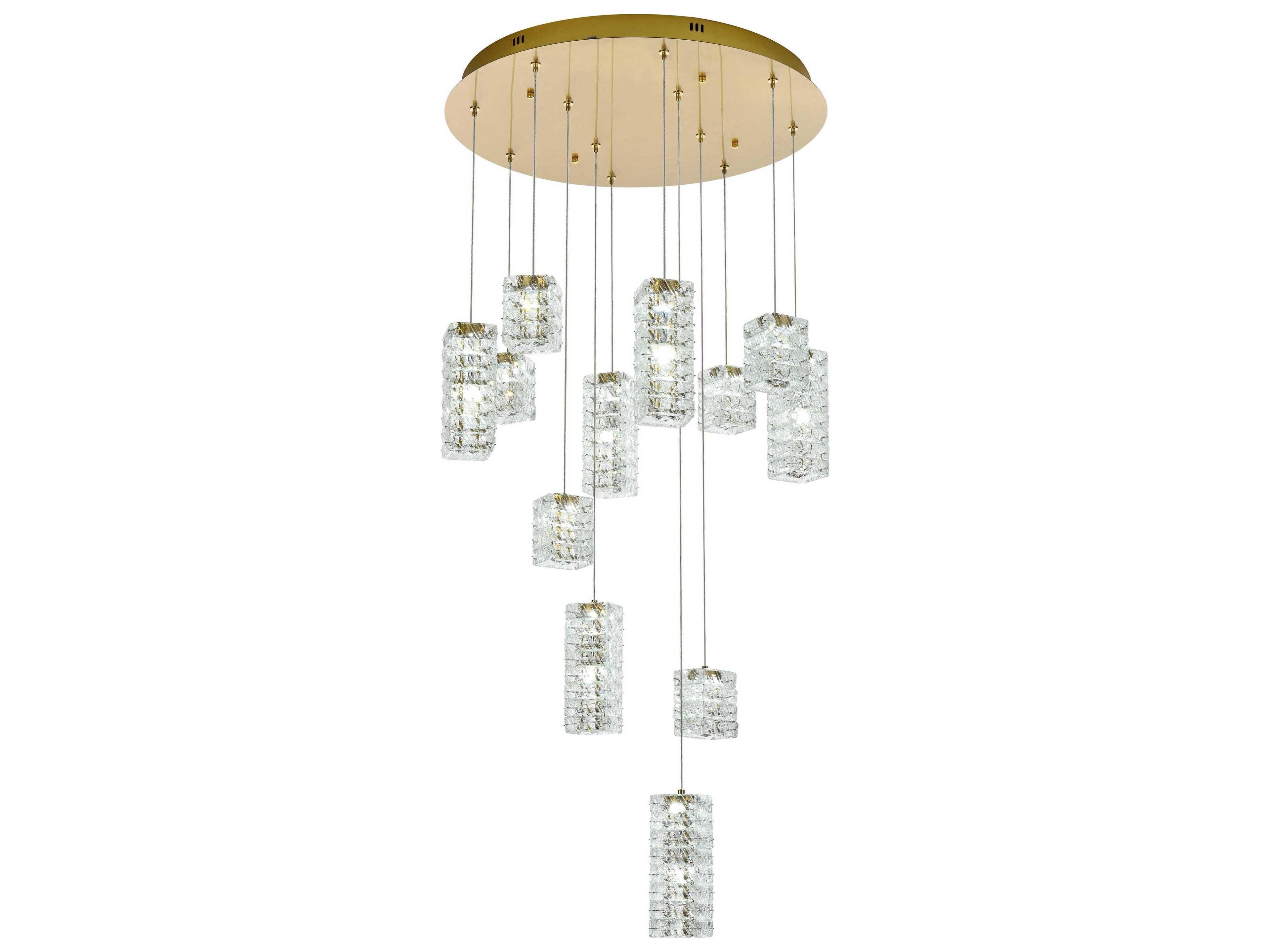 Elegant Lighting Aston 12-Light Satin Gold Pendant