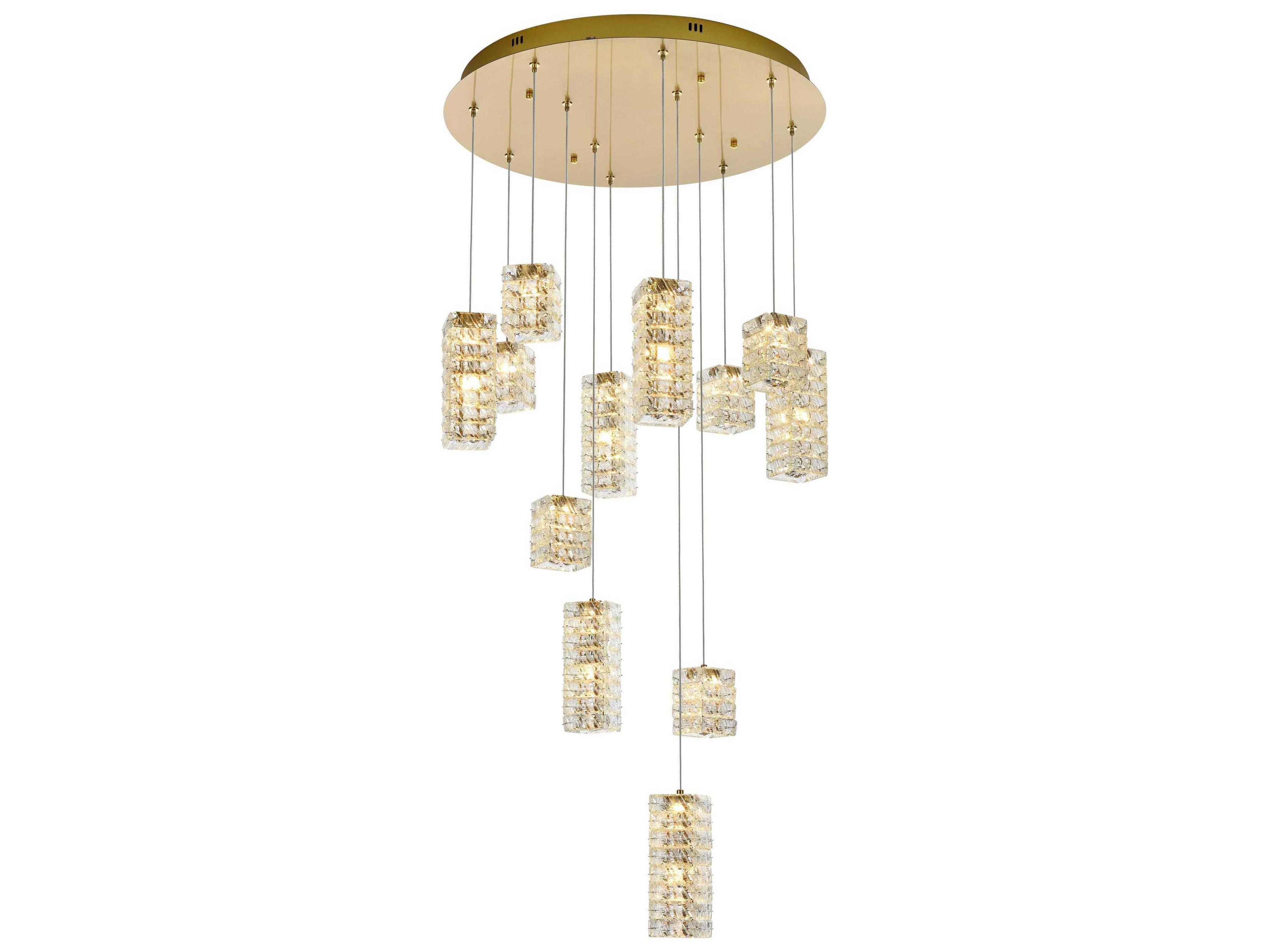 Elegant Lighting Aston 12-Light Satin Gold Pendant