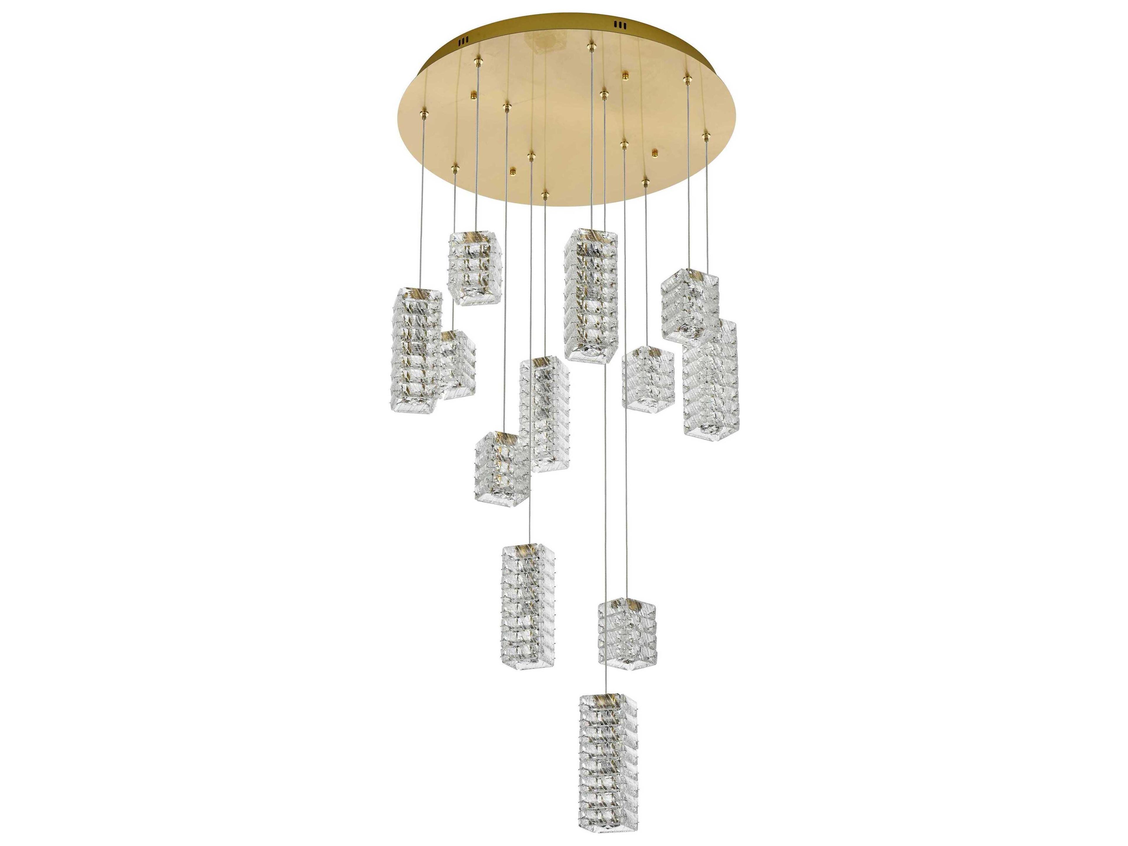Elegant Lighting Aston 12-Light Satin Gold Pendant