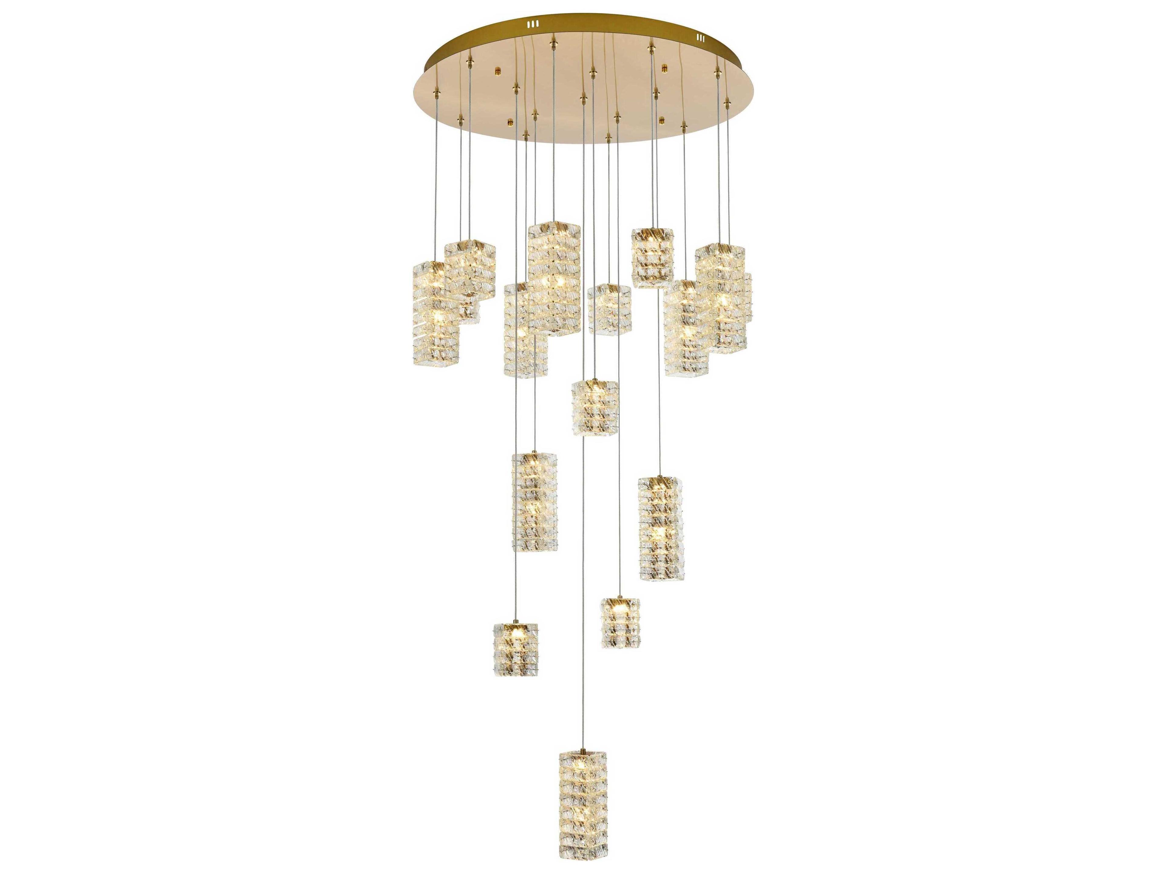 Elegant Lighting Aston 16-Light Satin Gold Pendant