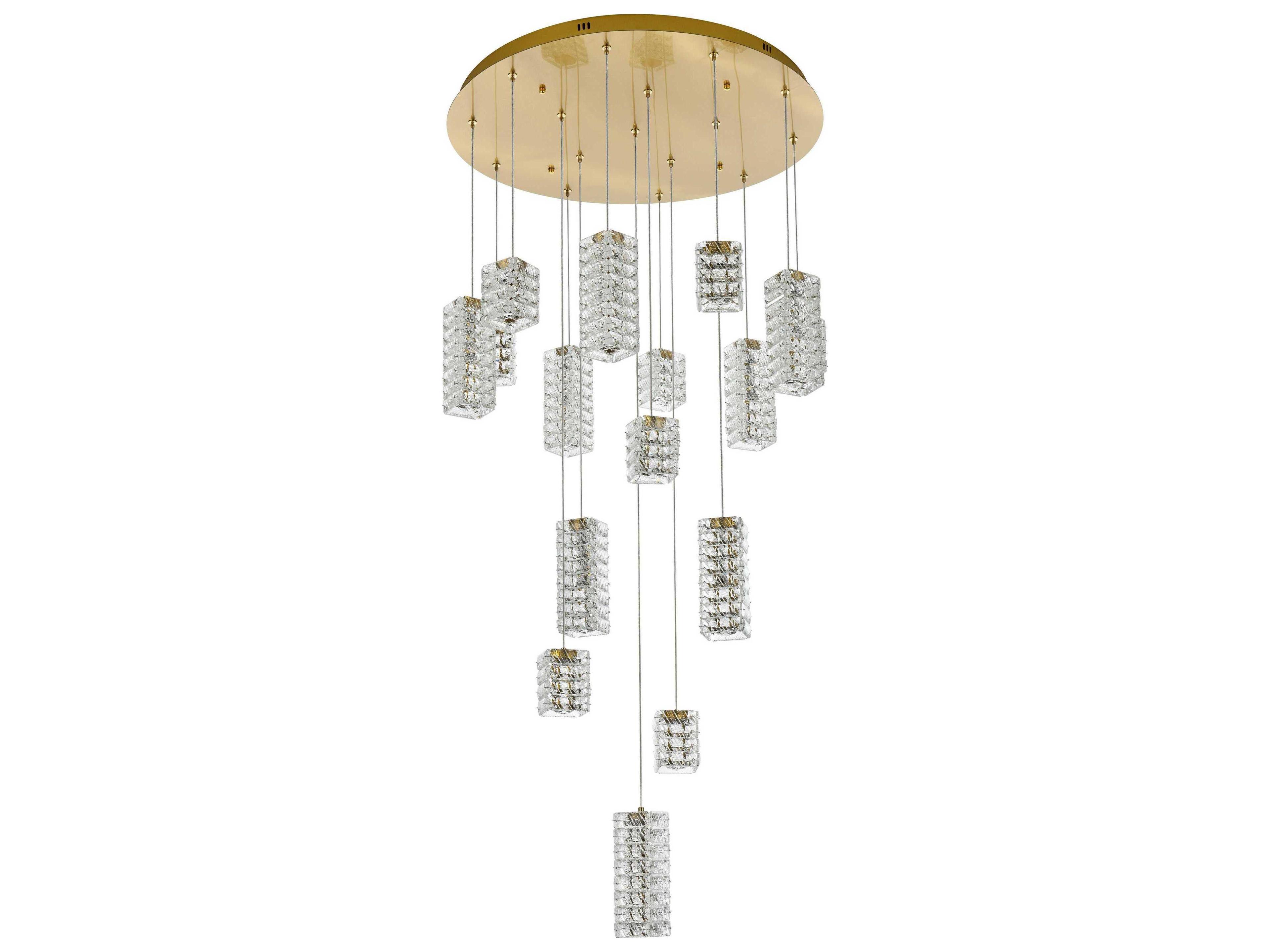 Elegant Lighting Aston 16-Light Satin Gold Pendant