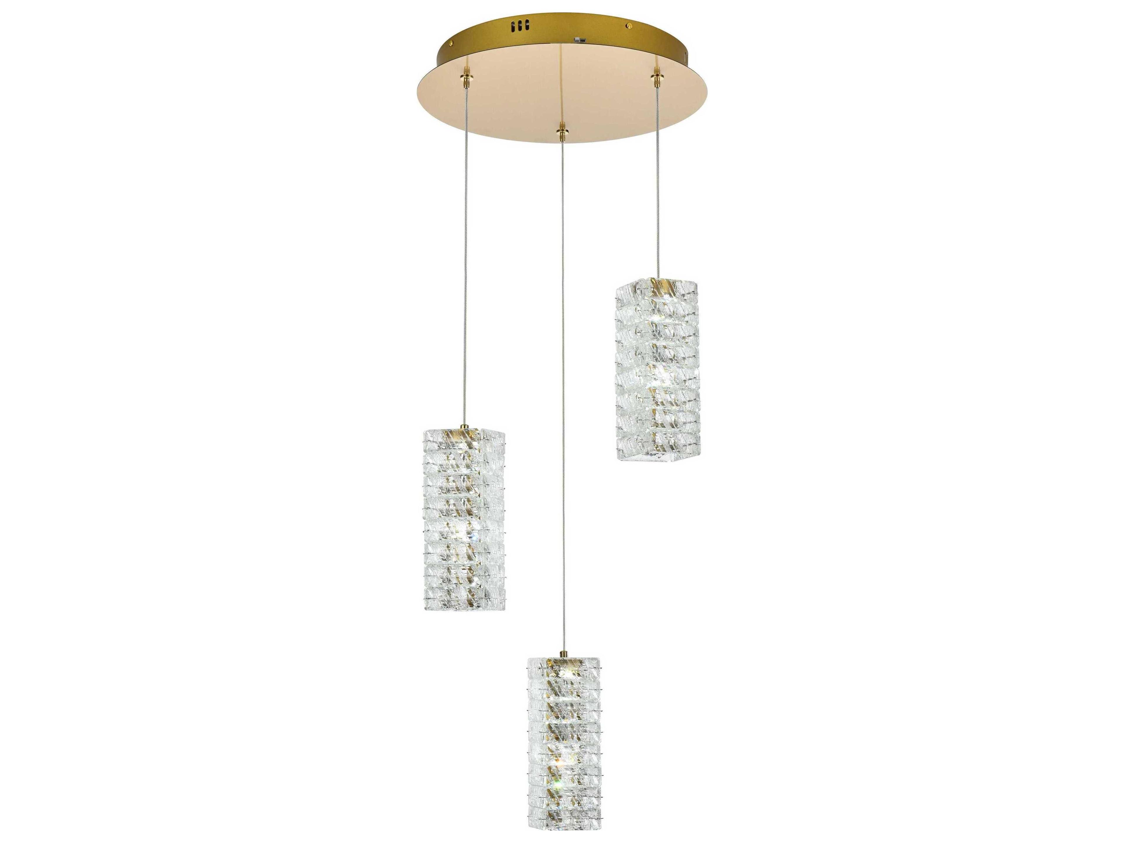 Elegant Lighting Aston 3-Light Satin Gold Pendant