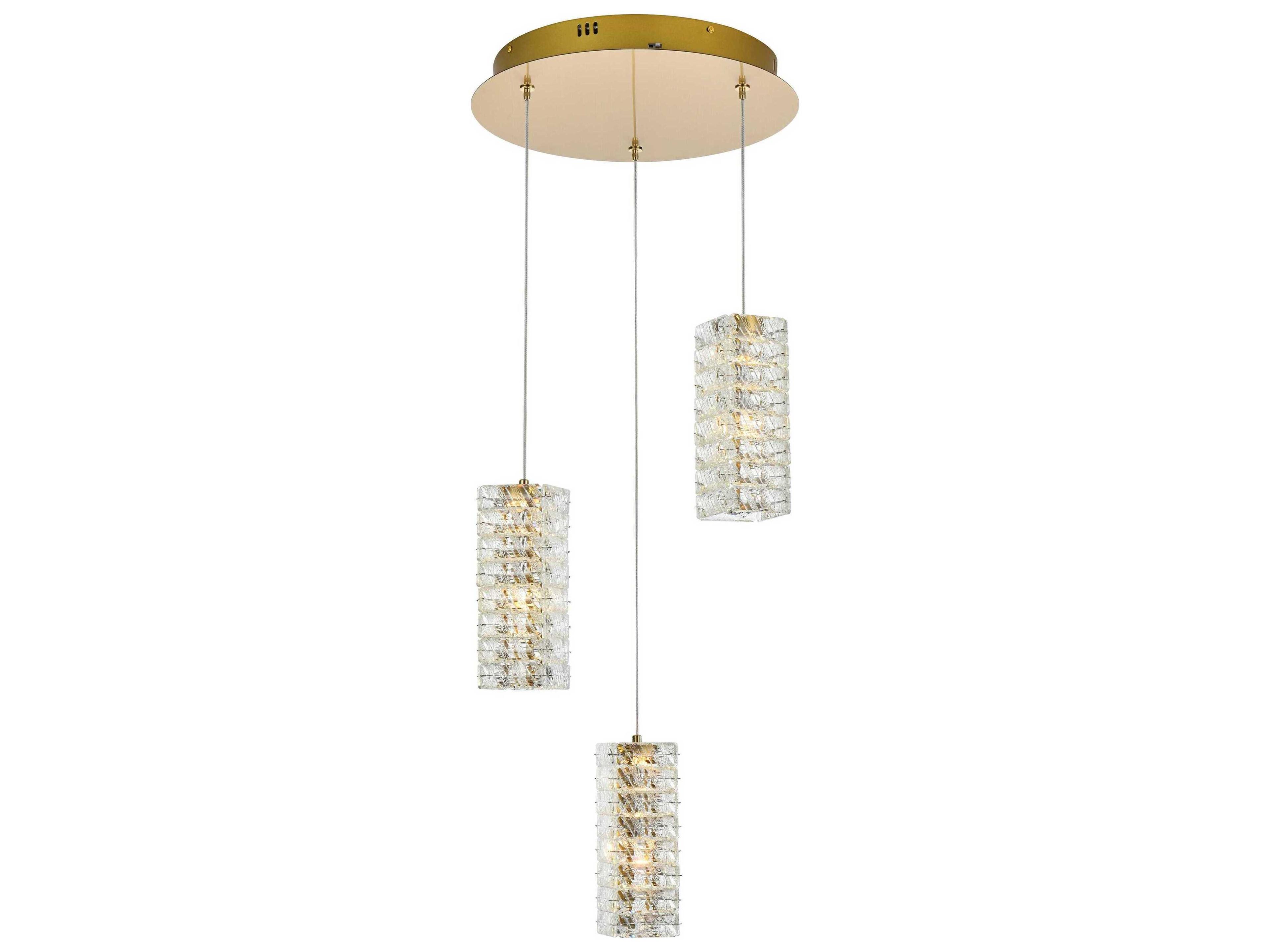 Elegant Lighting Aston 3-Light Satin Gold Pendant