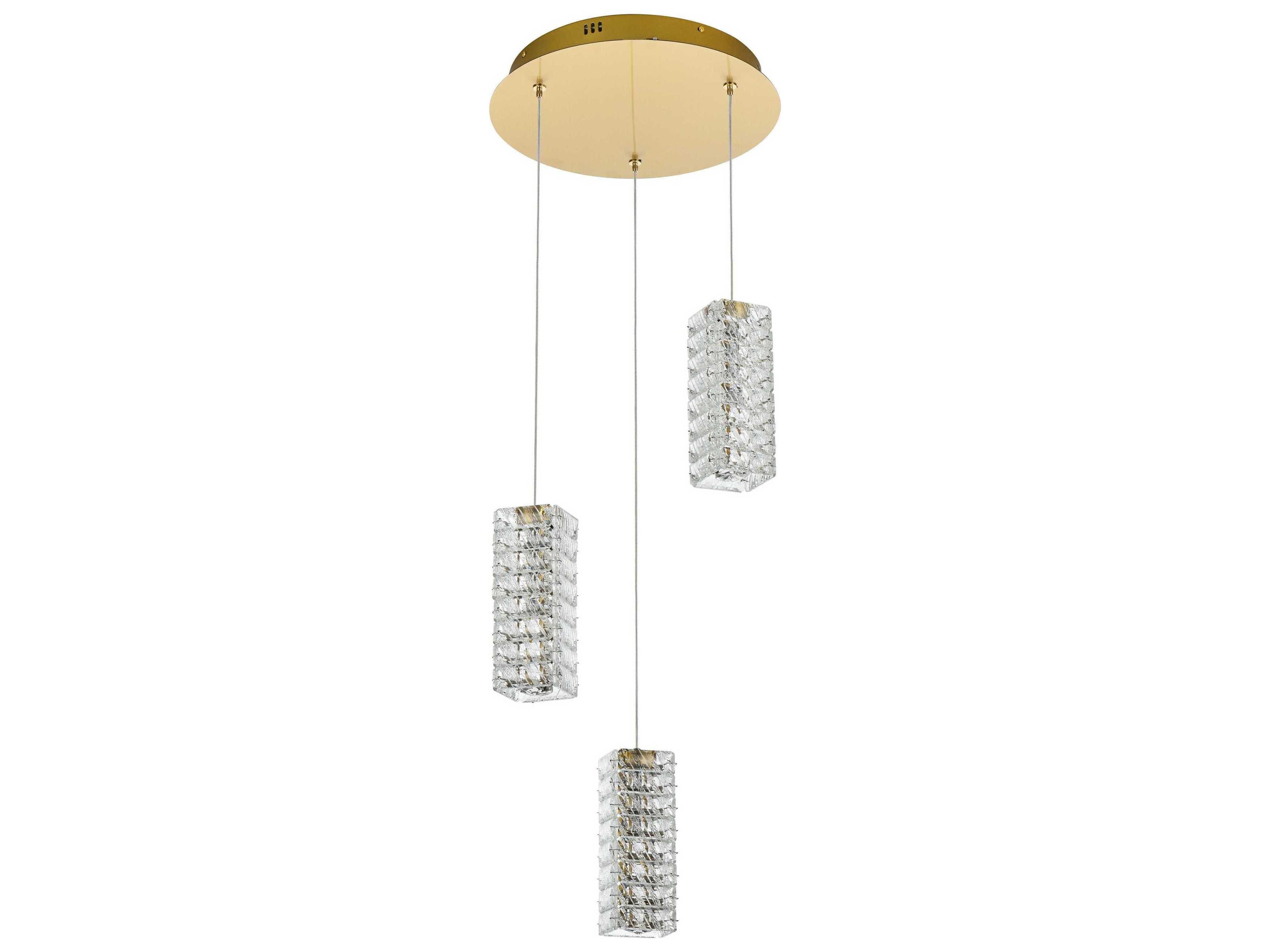 Elegant Lighting Aston 3-Light Satin Gold Pendant