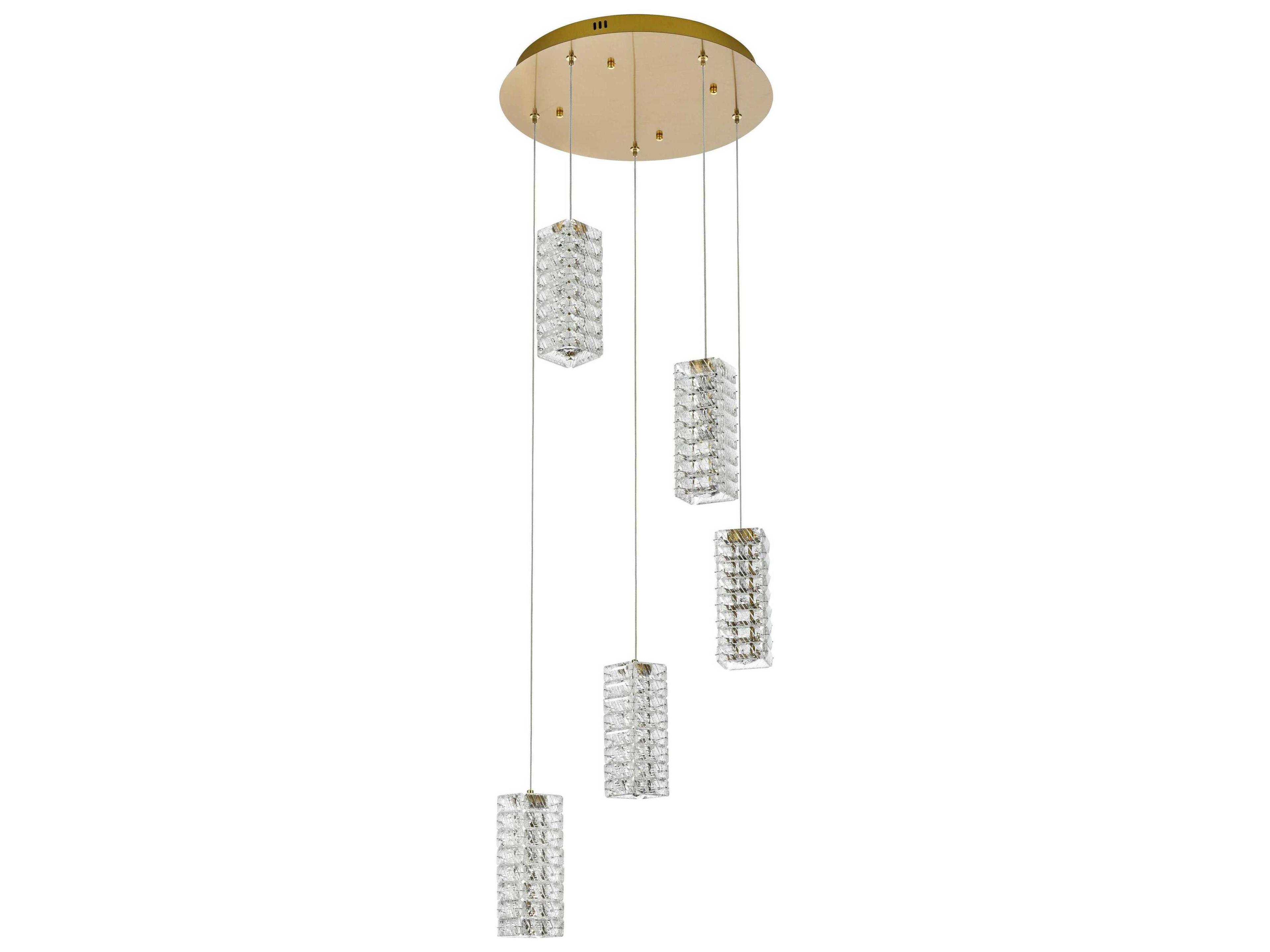 Elegant Lighting Aston 5-Light Satin Gold Pendant