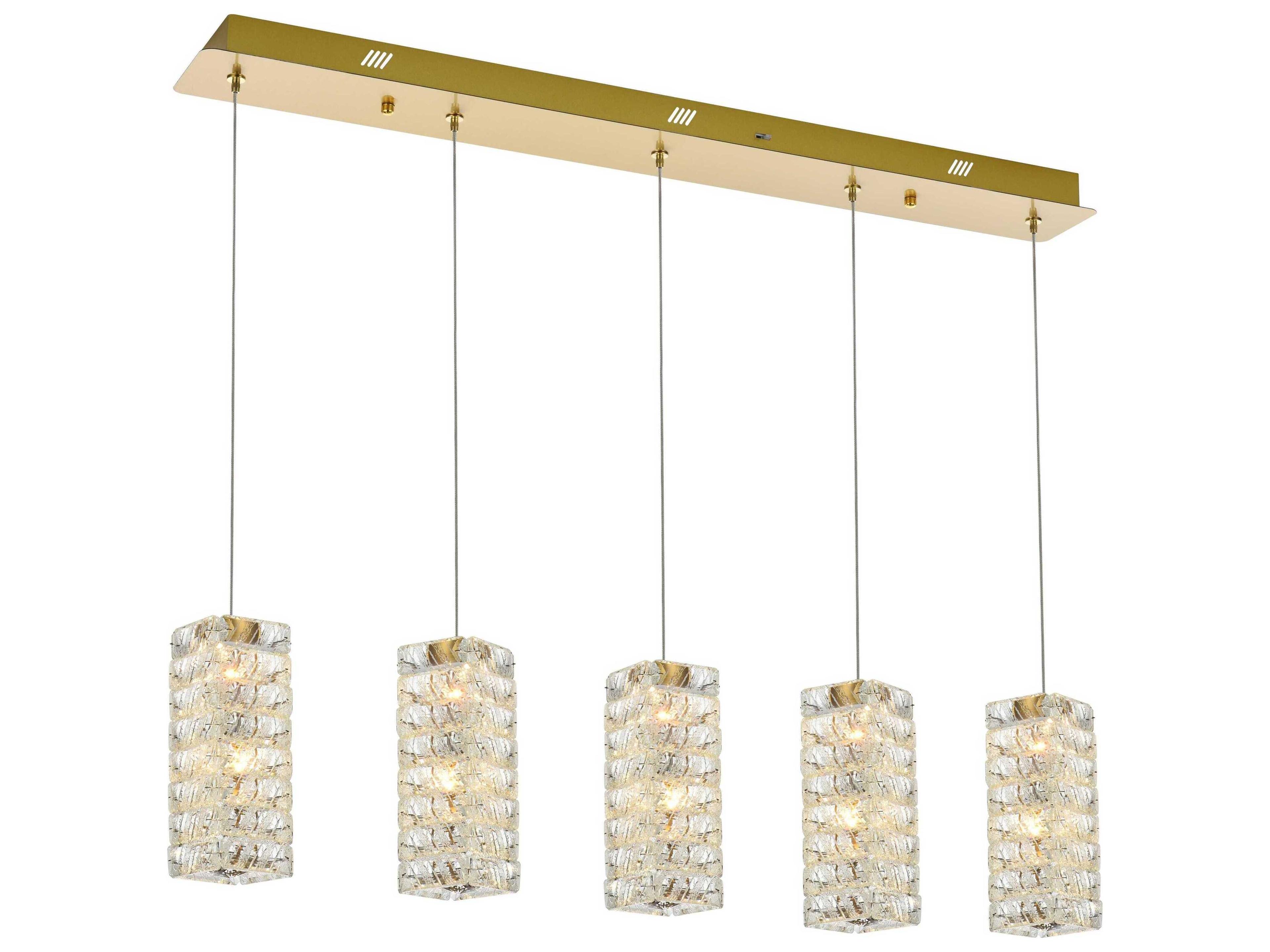 Elegant Lighting Aston 5-Light Satin Gold Island Pendant