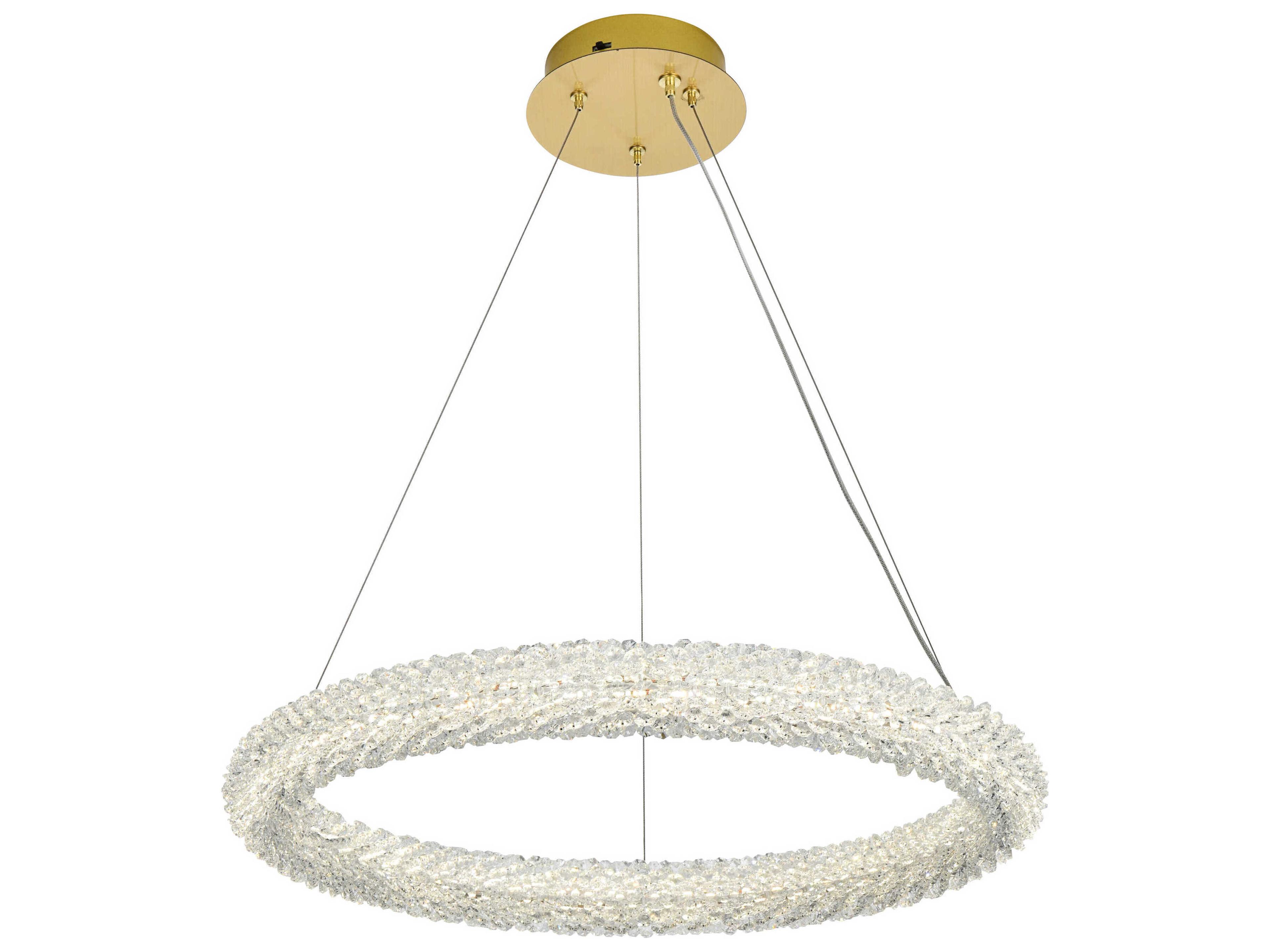 Elegant Lighting Bowen 1-Light Satin Gold Round Pendant