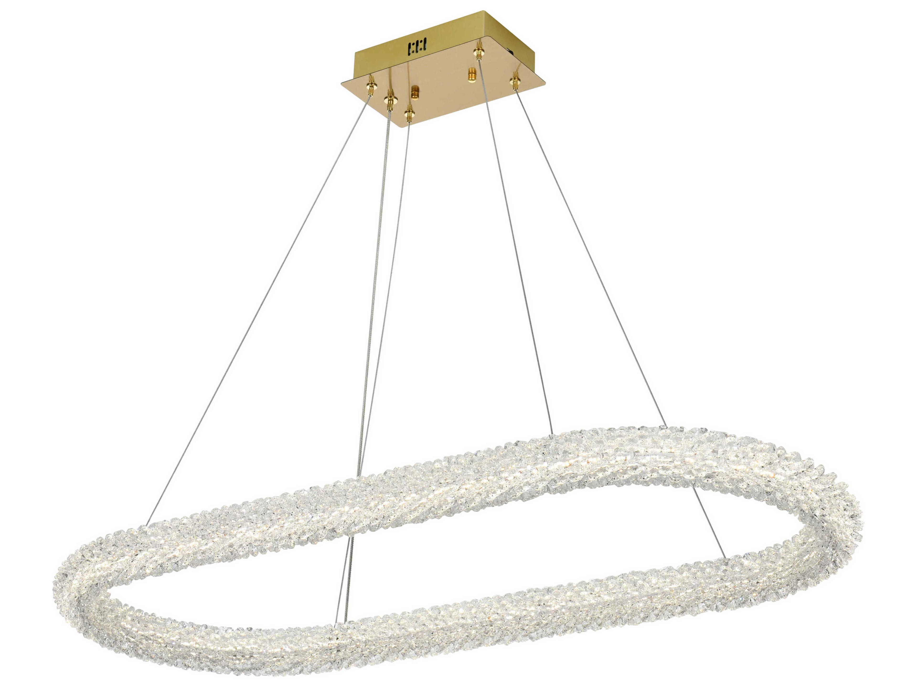 Elegant Lighting Bowen 1-Light Satin Gold Linear Island Pendant