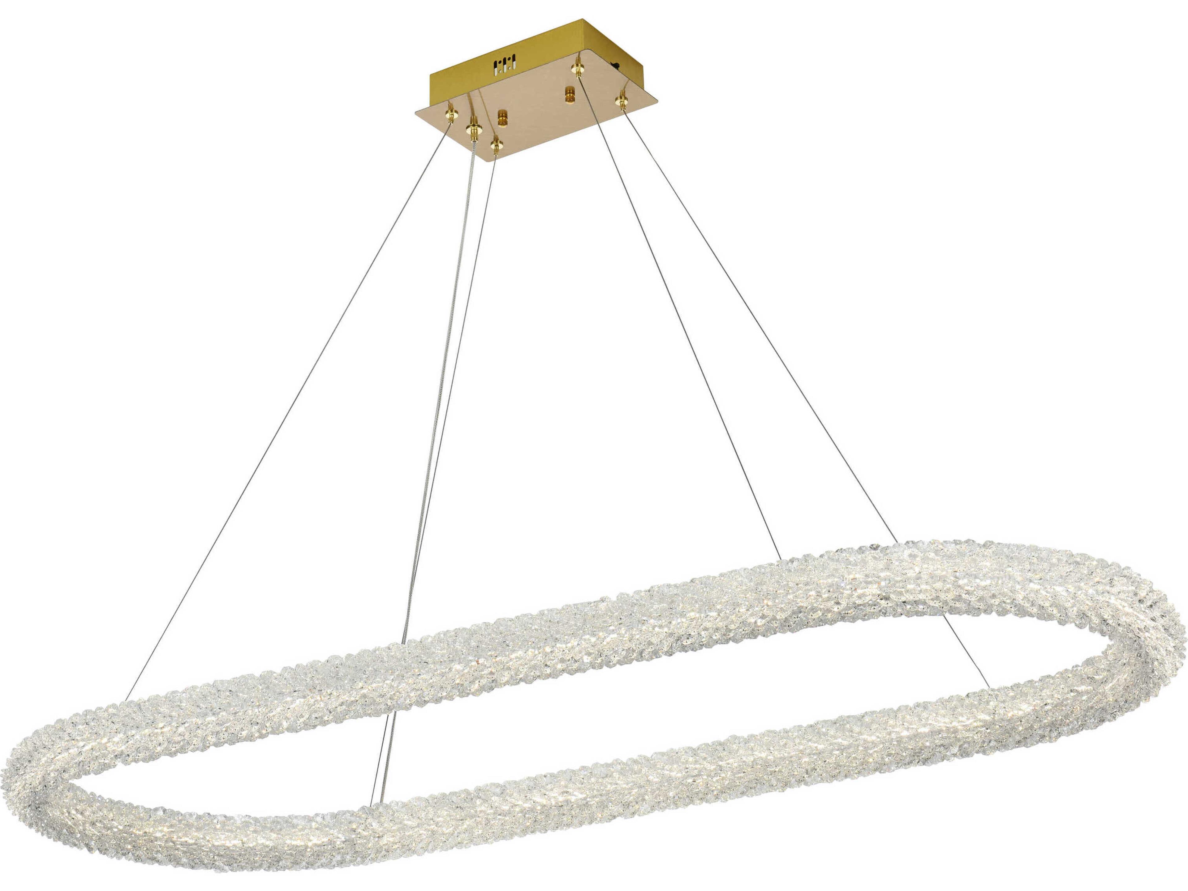 Elegant Lighting Bowen 1-Light Satin Gold Linear Island Pendant