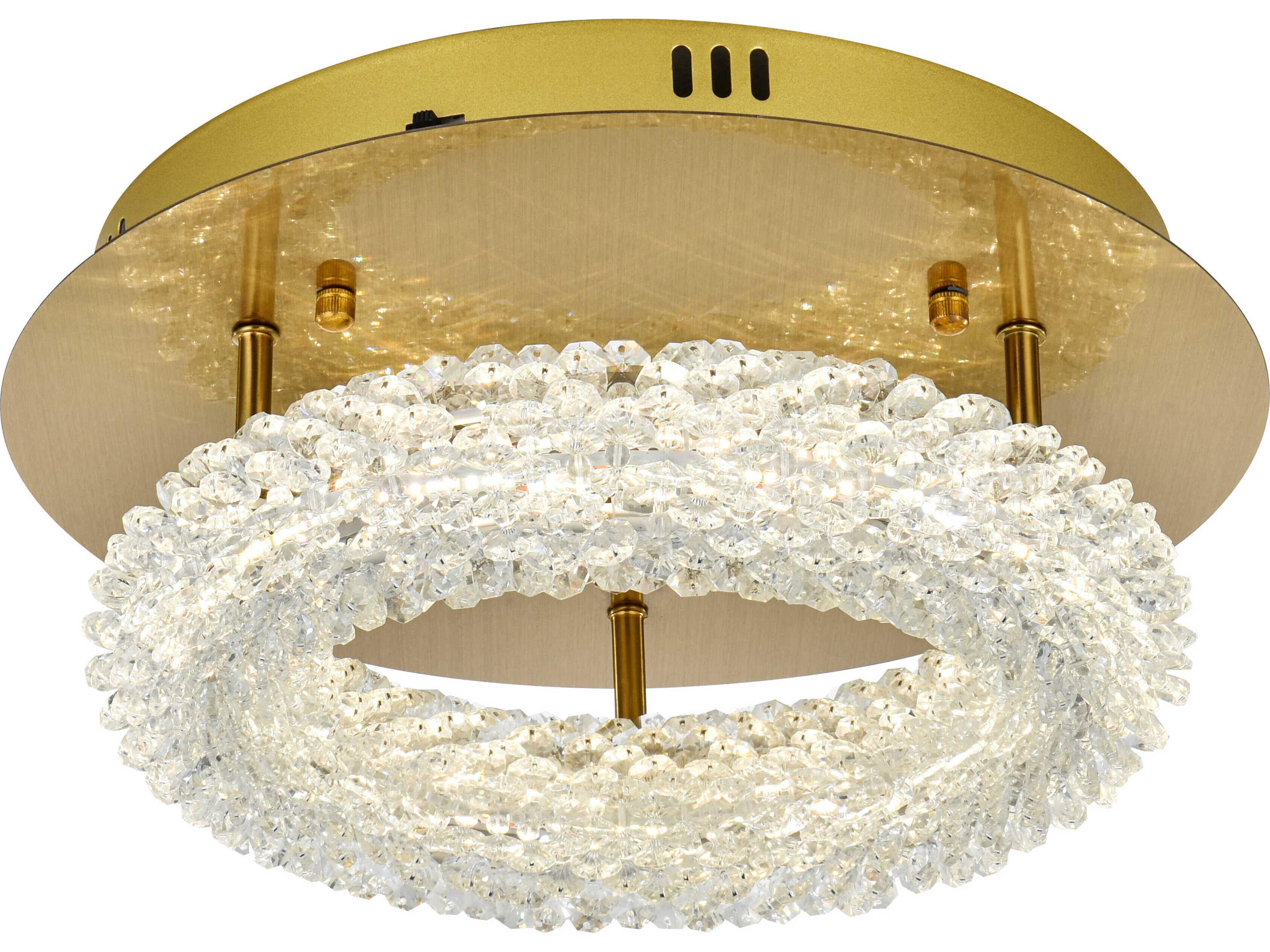 Elegant Lighting Bowen 1-Light Satin Gold Round Semi Flush Mount