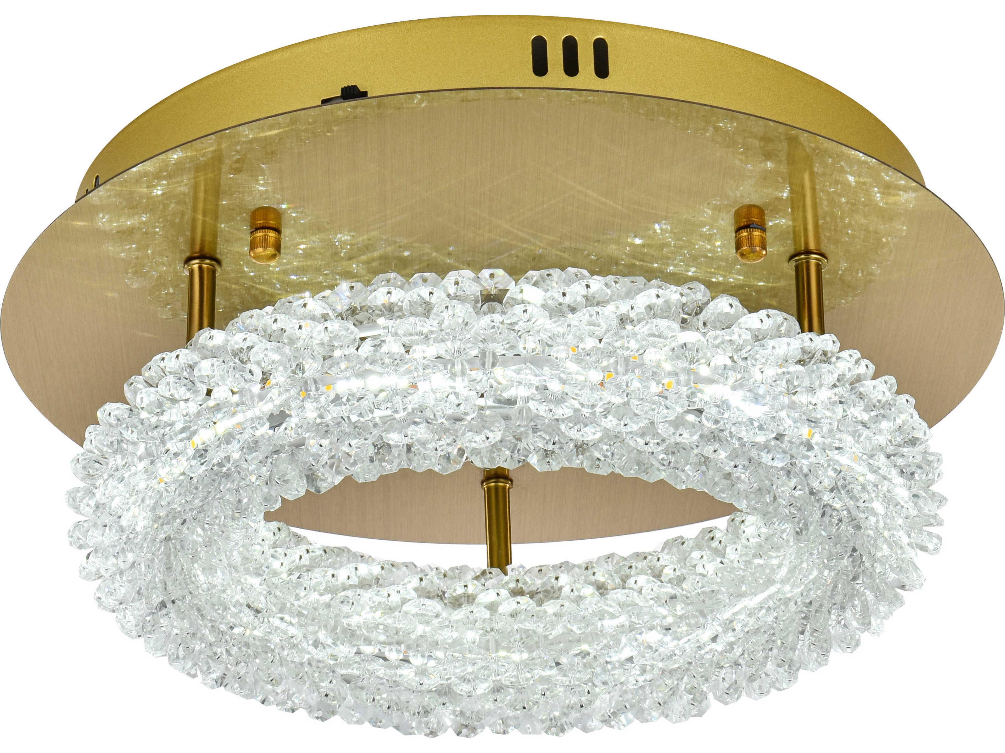 Elegant Lighting Bowen 1-Light Satin Gold Round Semi Flush Mount