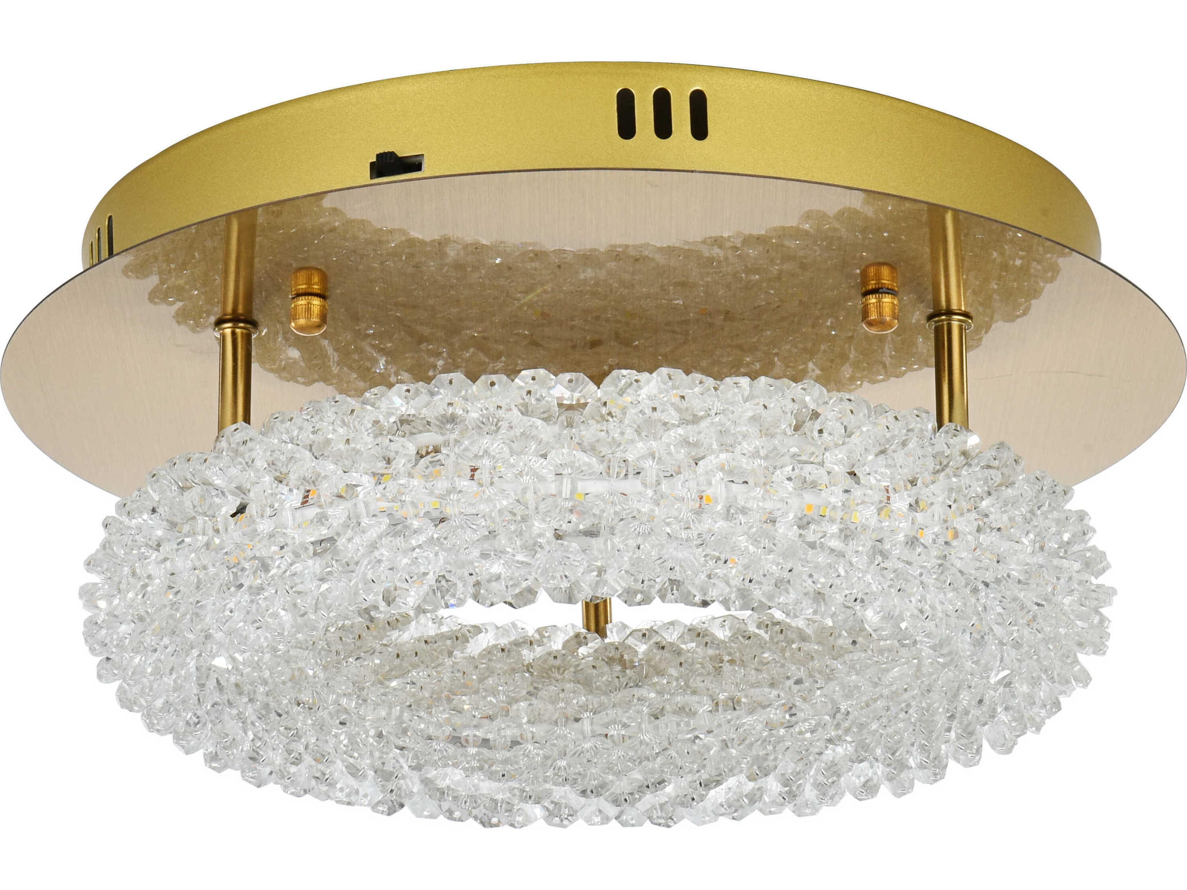Elegant Lighting Bowen 1-Light Satin Gold Round Semi Flush Mount