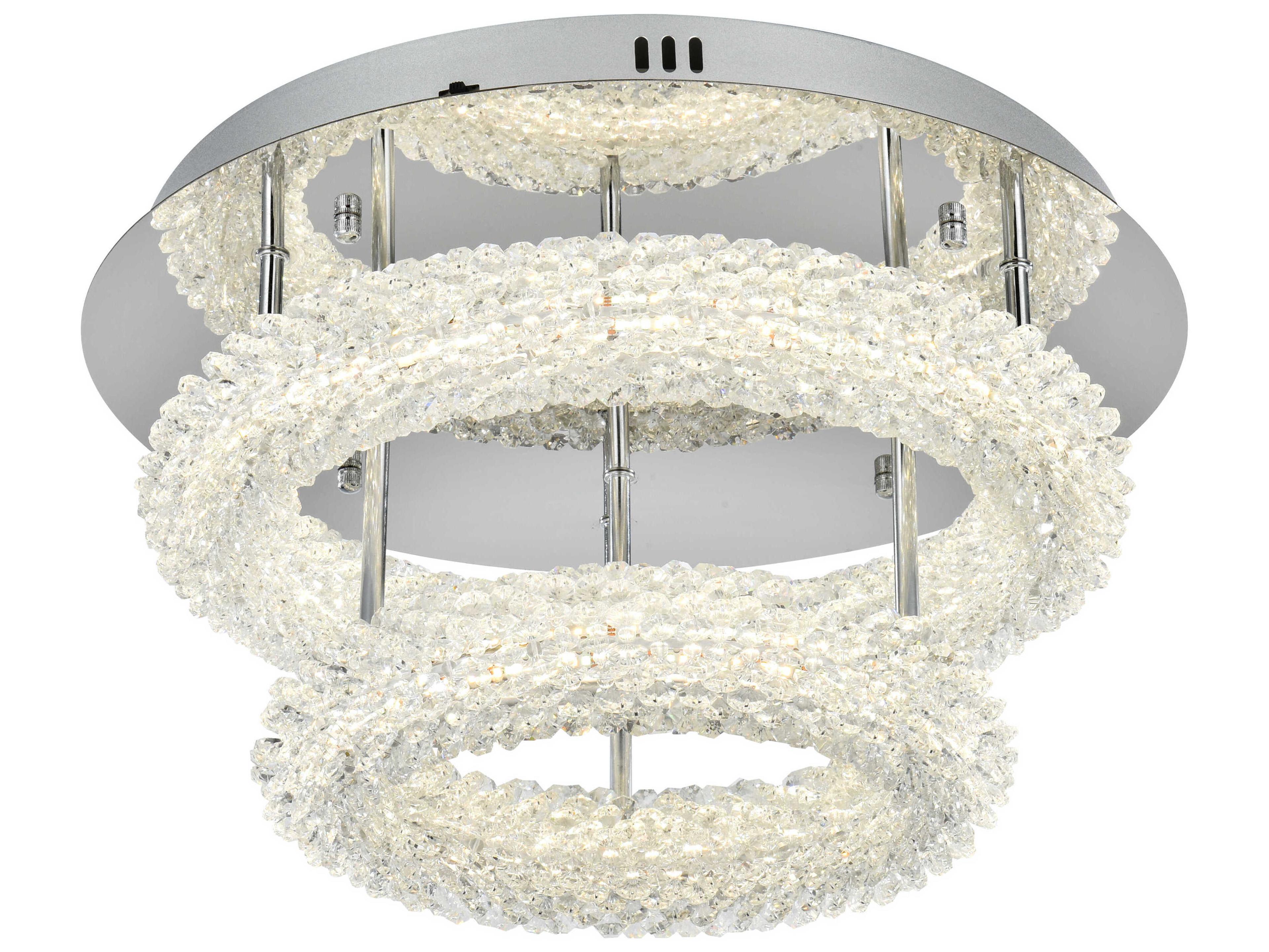 Elegant Lighting Bowen 2-Light Chrome Round Tiered Semi Flush Mount