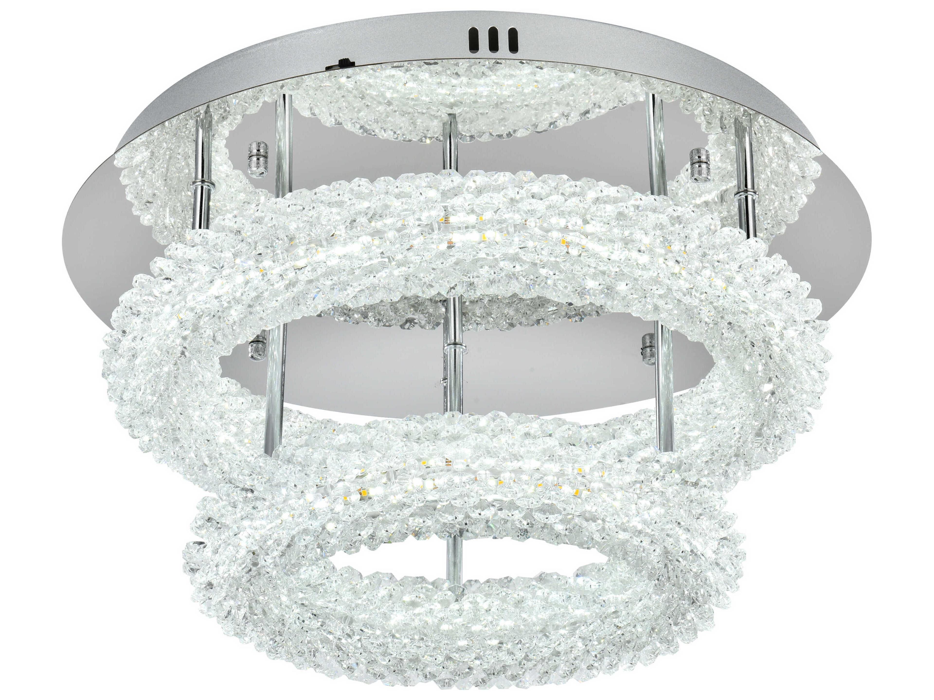 Elegant Lighting Bowen 2-Light Chrome Round Tiered Semi Flush Mount