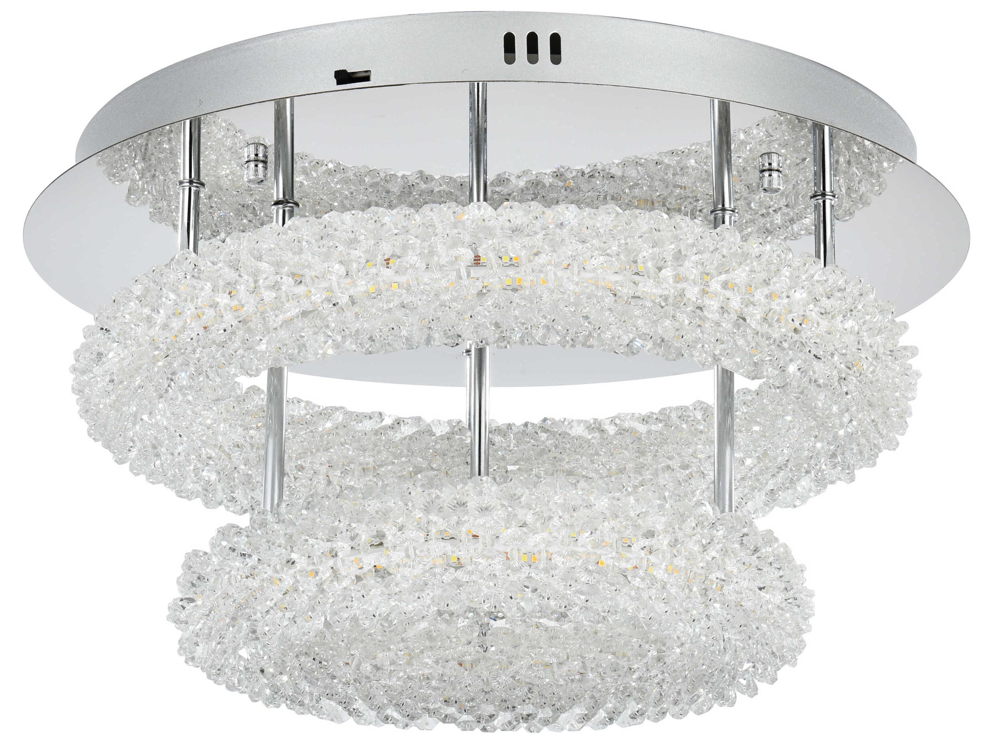 Elegant Lighting Bowen 2-Light Chrome Round Tiered Semi Flush Mount