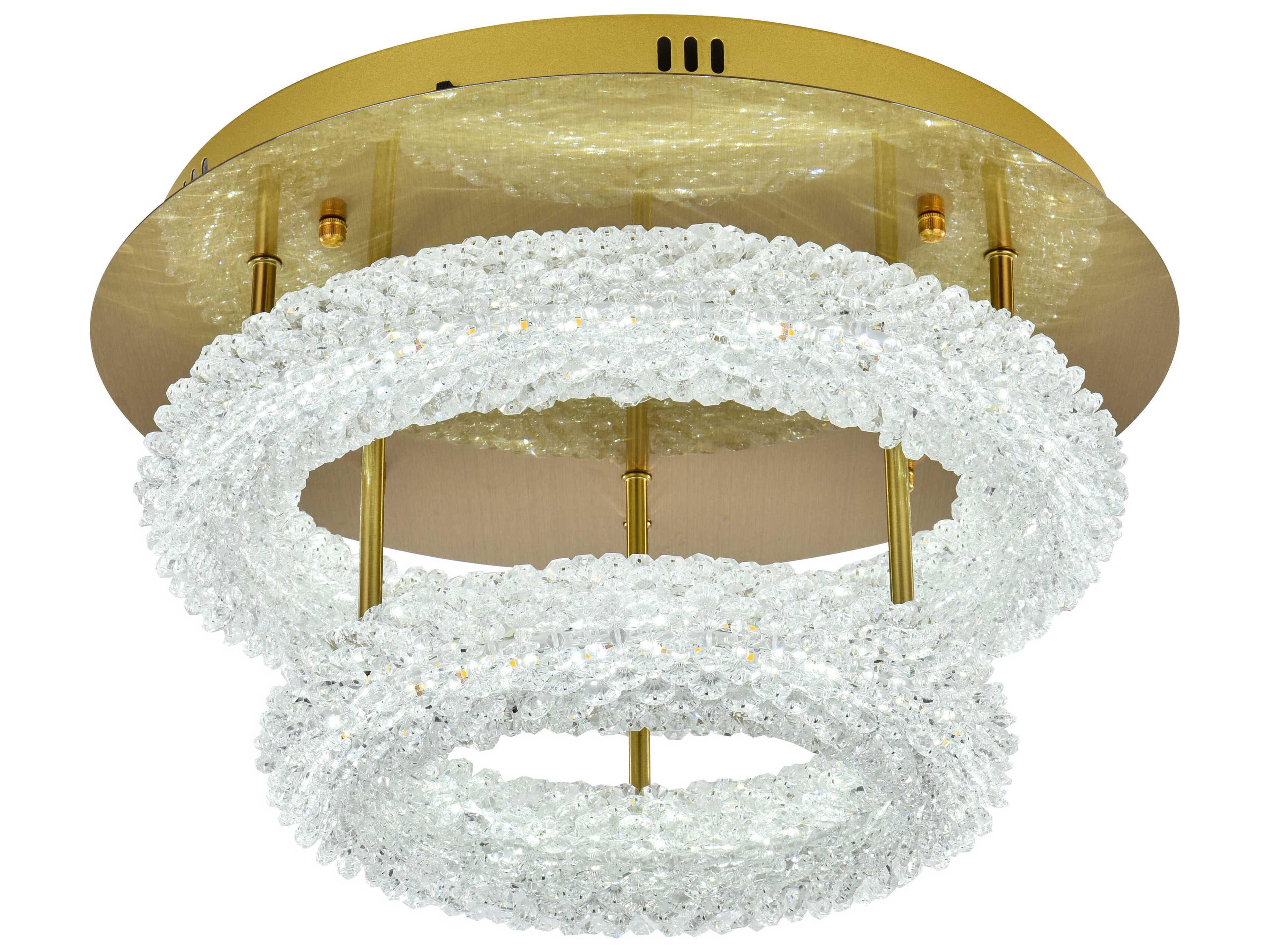 Elegant Lighting Bowen 2-Light Satin Gold Round Tiered Semi Flush Mount