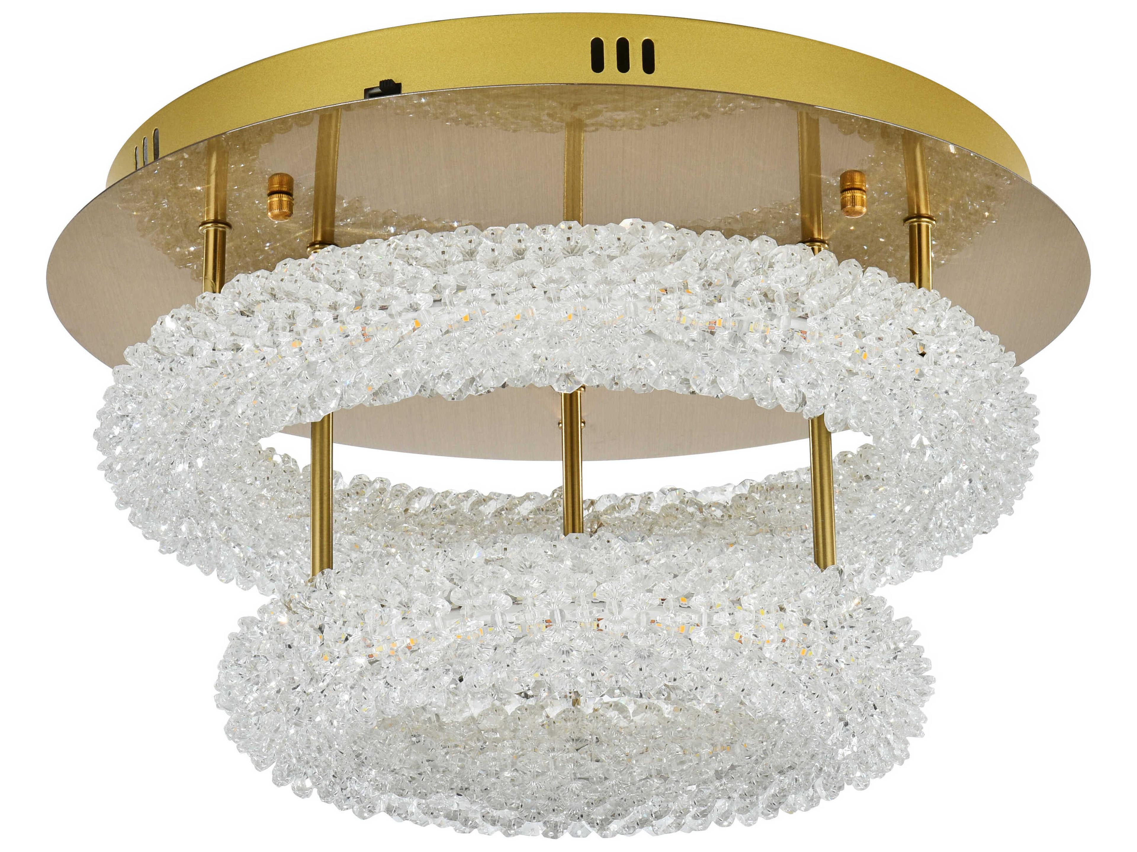 Elegant Lighting Bowen 2-Light Satin Gold Round Tiered Semi Flush Mount