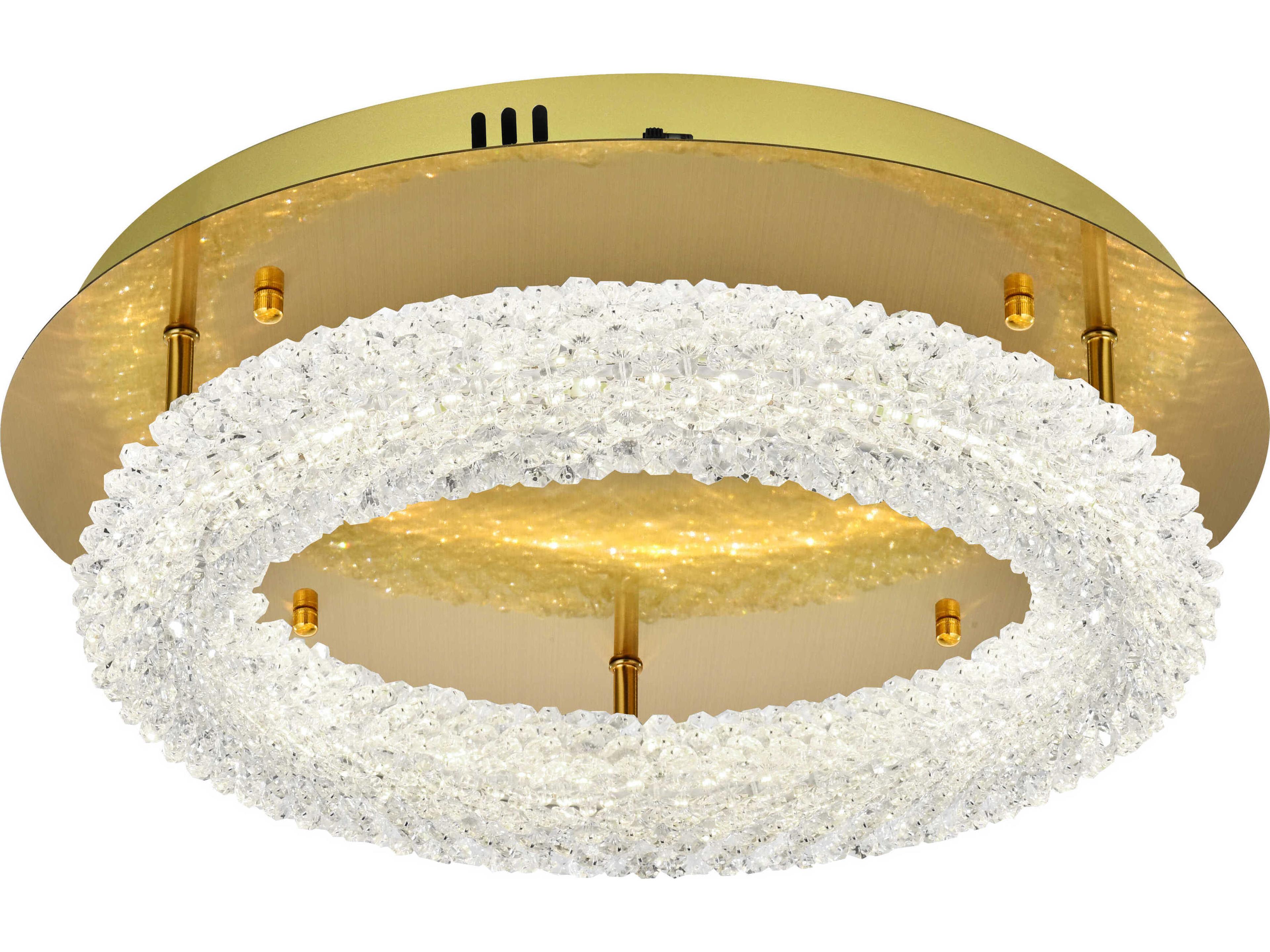Elegant Lighting Bowen 1-Light Satin Gold Round Semi Flush Mount