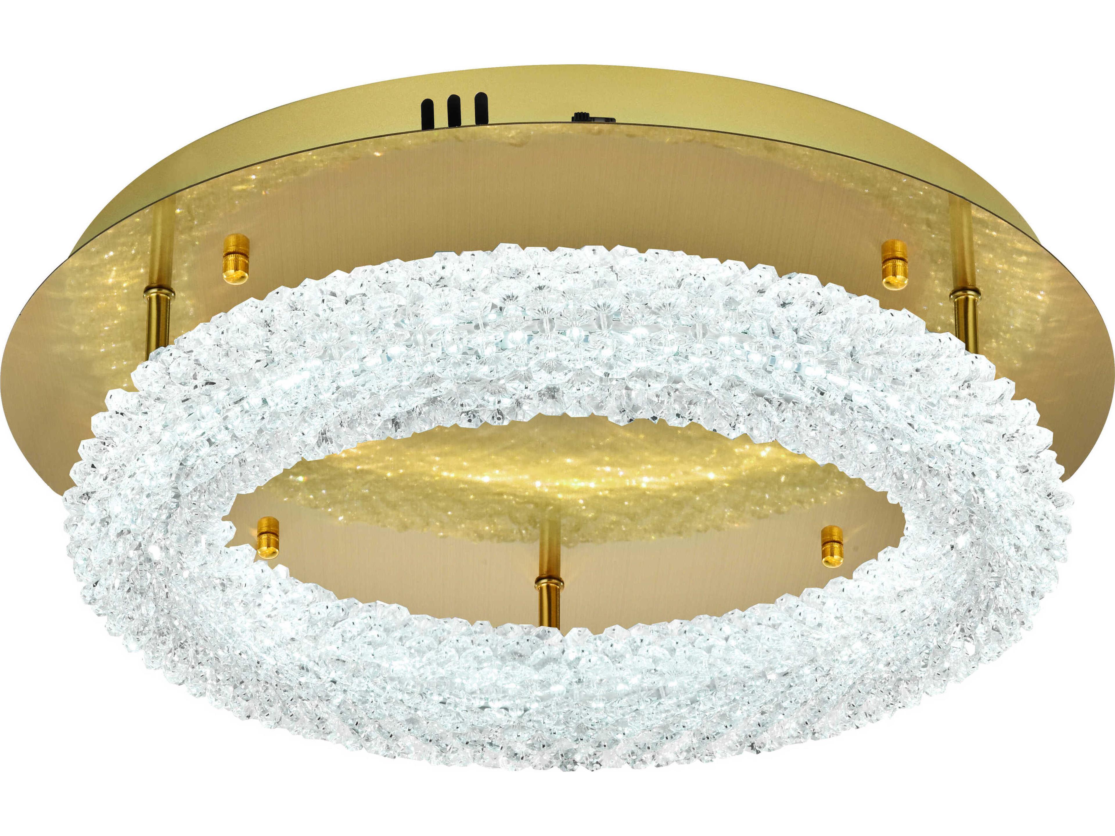 Elegant Lighting Bowen 1-Light Satin Gold Round Semi Flush Mount
