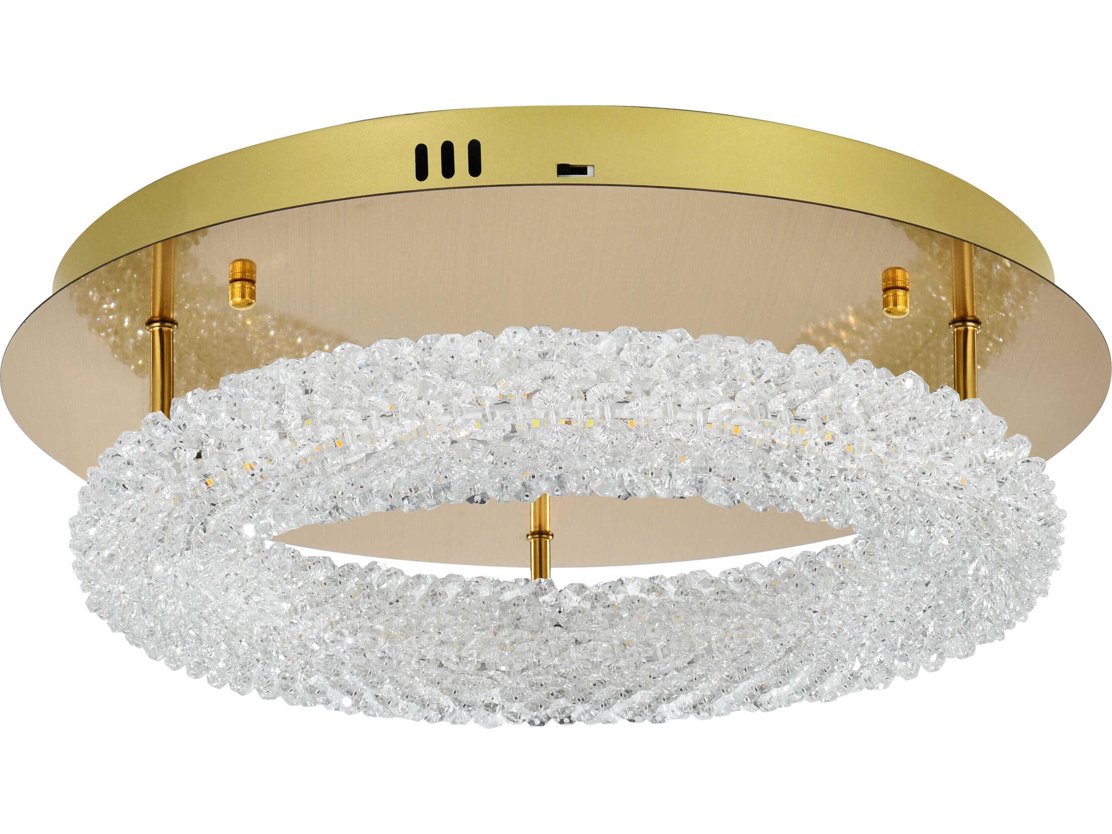 Elegant Lighting Bowen 1-Light Satin Gold Round Semi Flush Mount