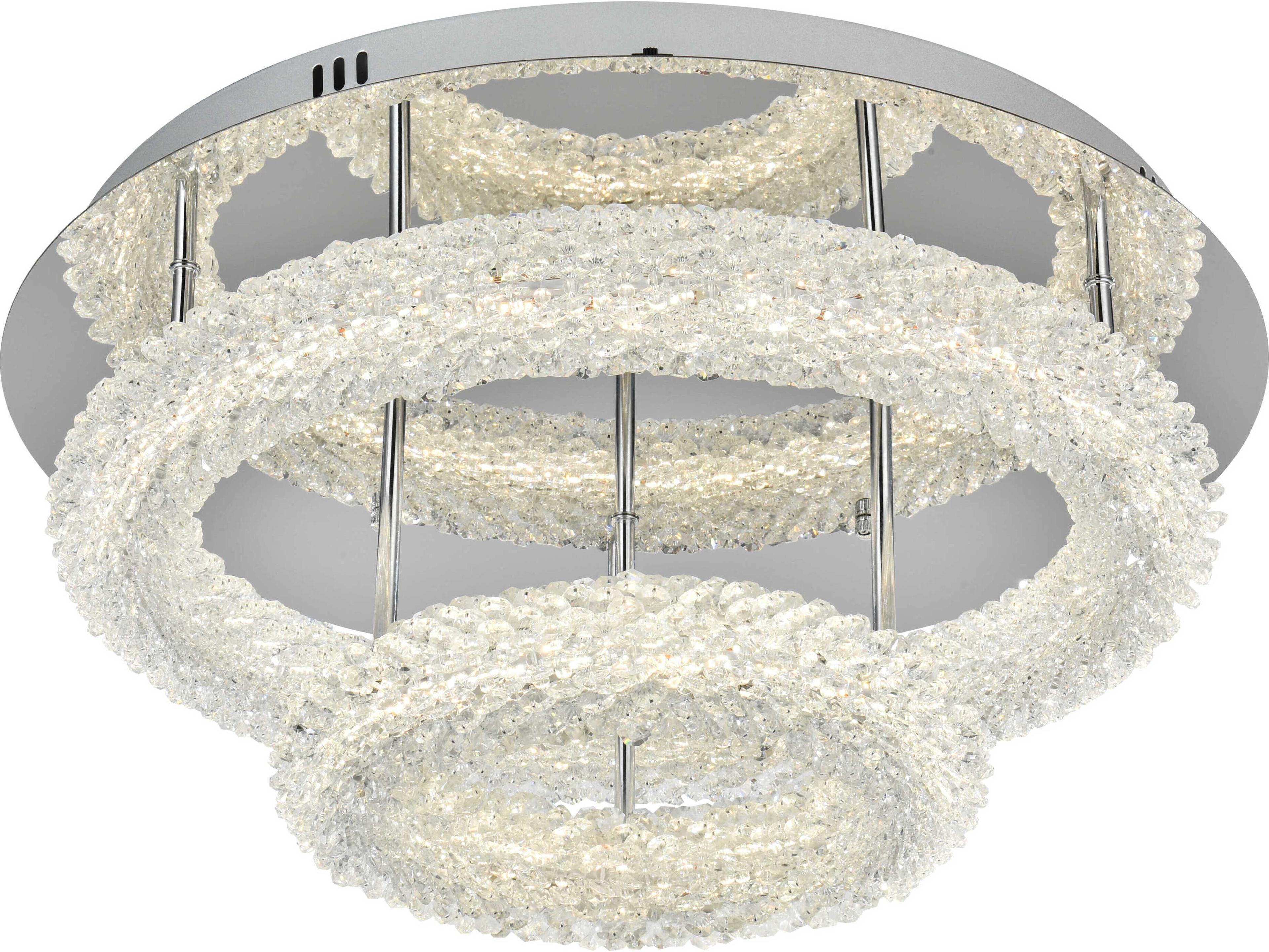 Elegant Lighting Bowen 2-Light Chrome Round Tiered Semi Flush Mount