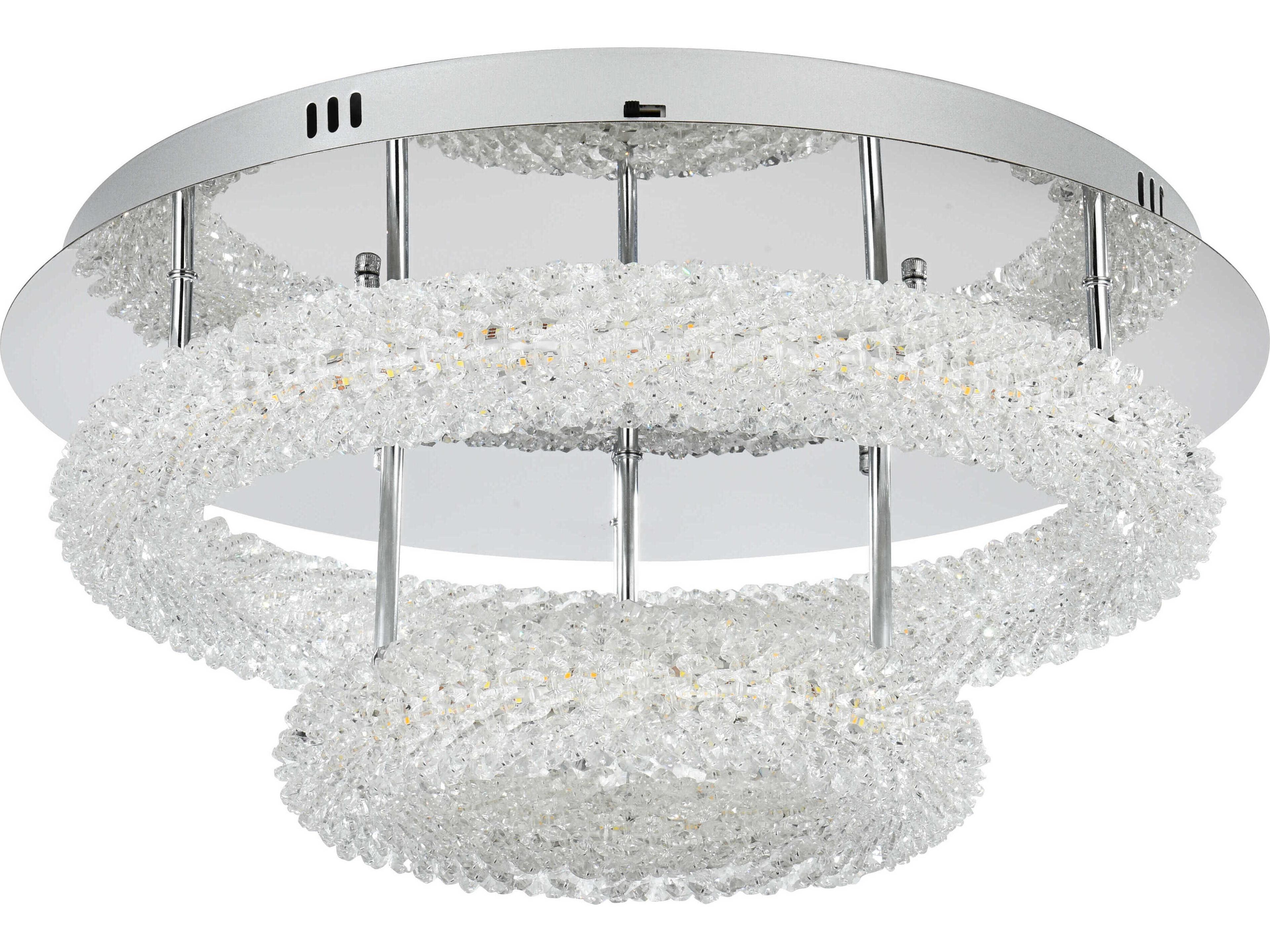 Elegant Lighting Bowen 2-Light Chrome Round Tiered Semi Flush Mount