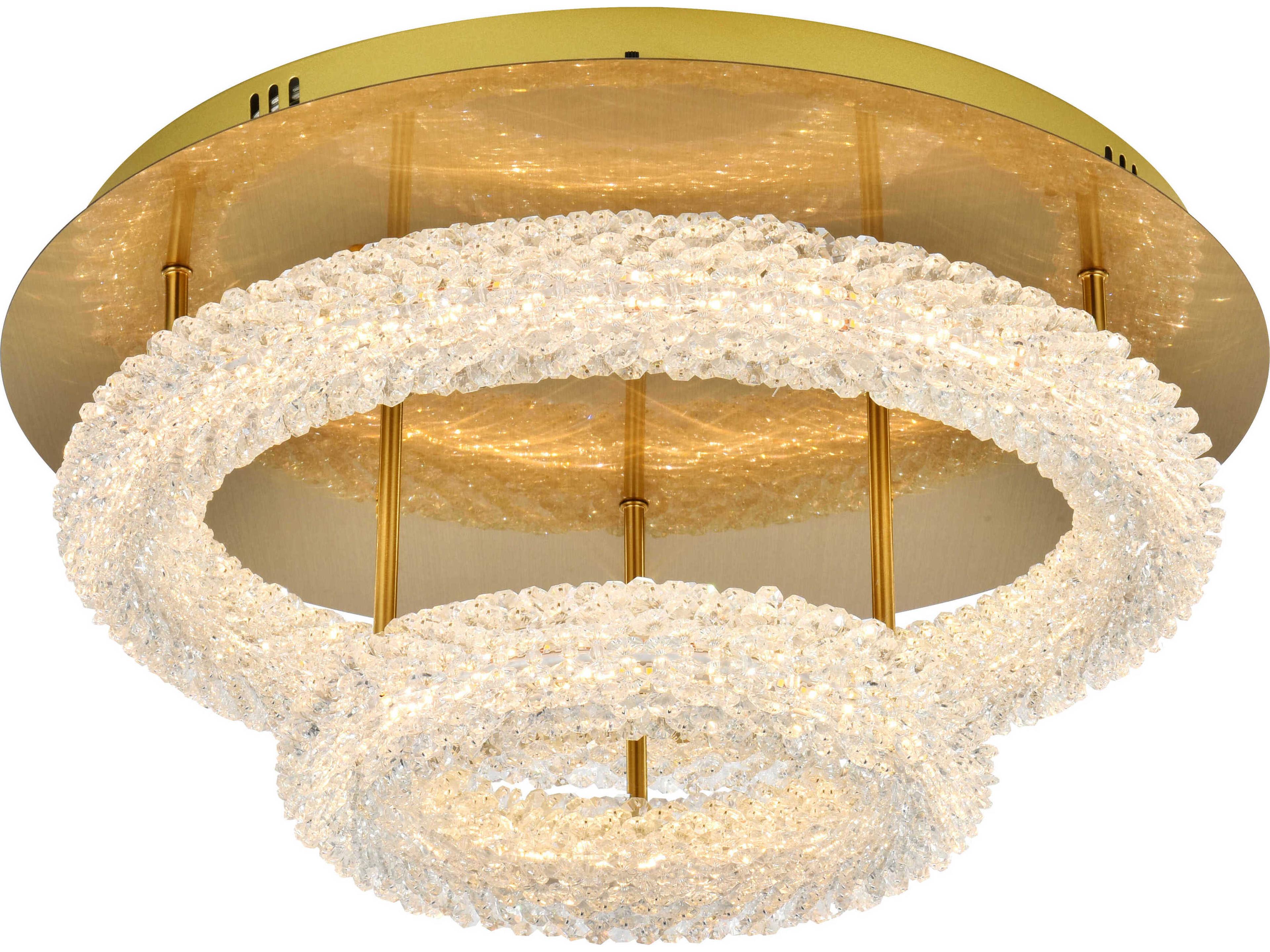 Bowen 2-Light Satin Gold Round Tiered Semi Flush Mount