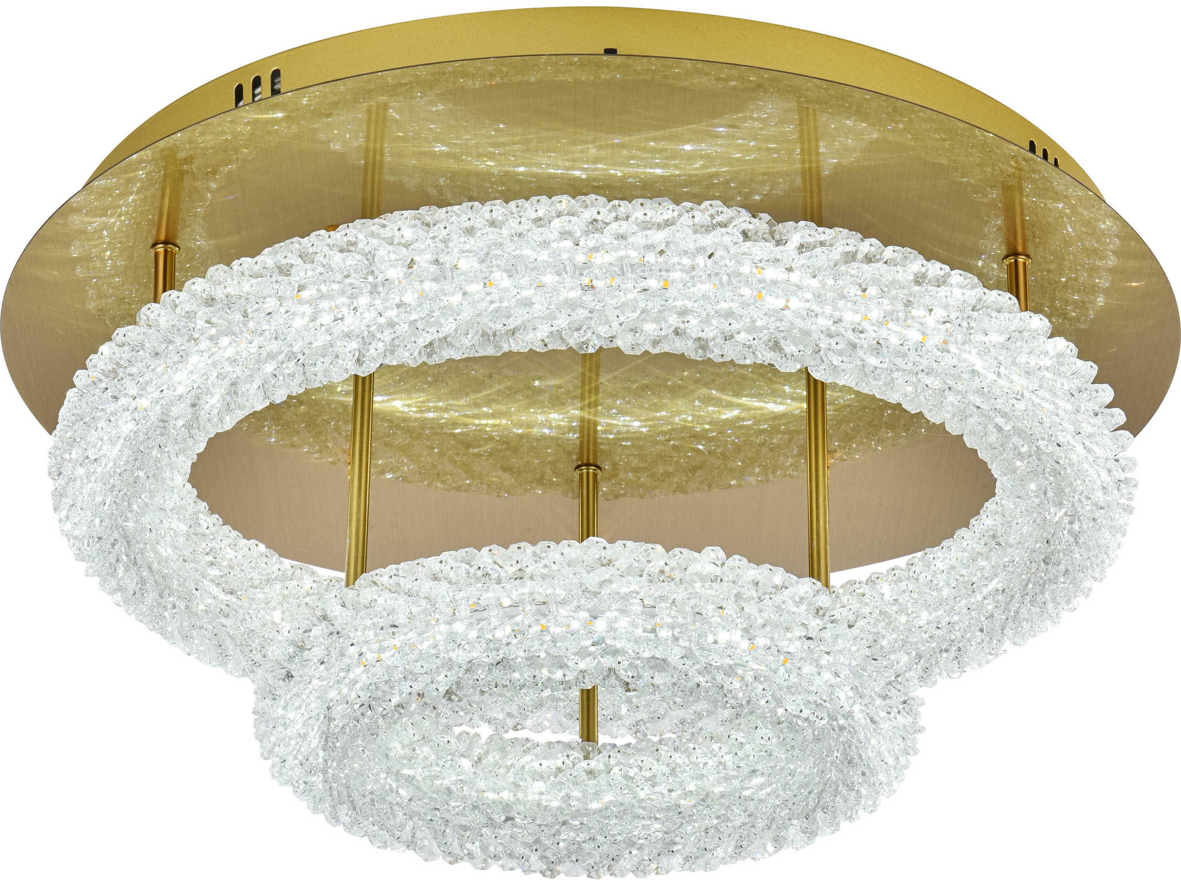 Elegant Lighting Bowen 2-Light Satin Gold Round Tiered Semi Flush Mount