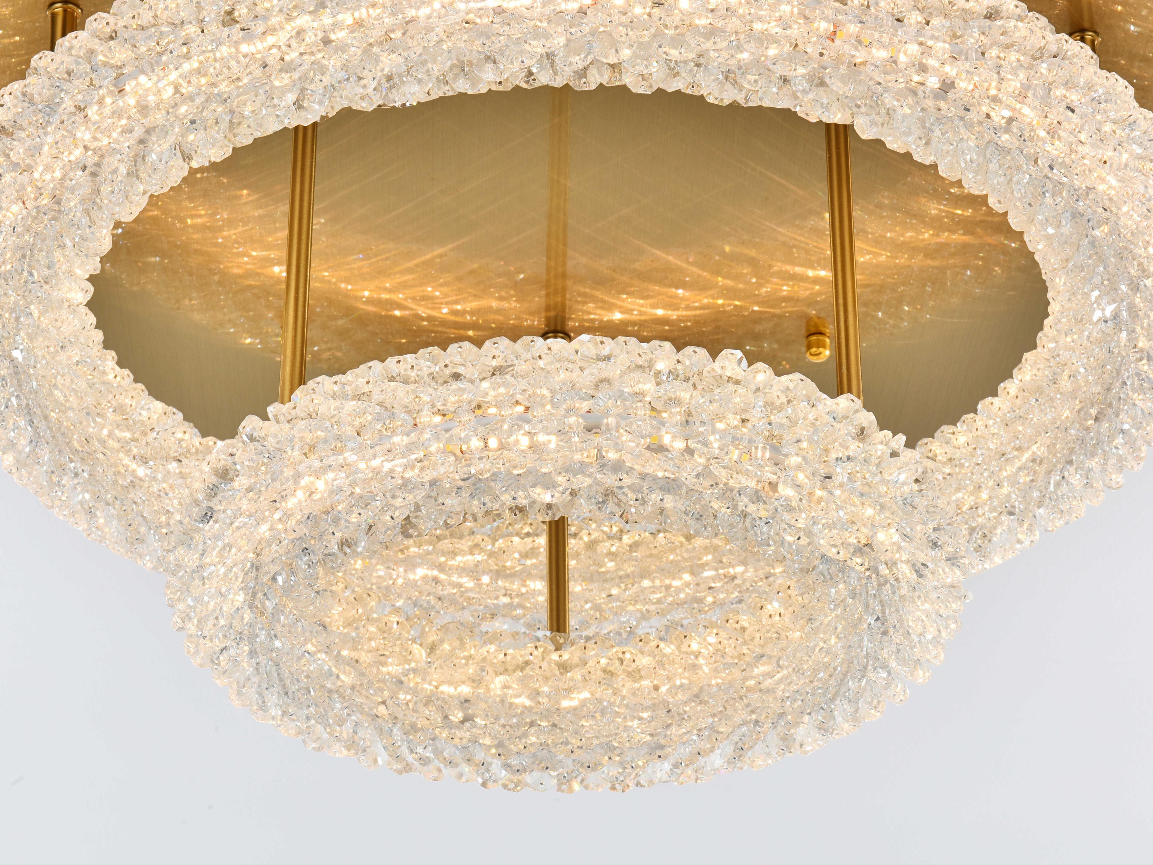 Elegant Lighting Bowen 2-Light Satin Gold Round Tiered Semi Flush Mount