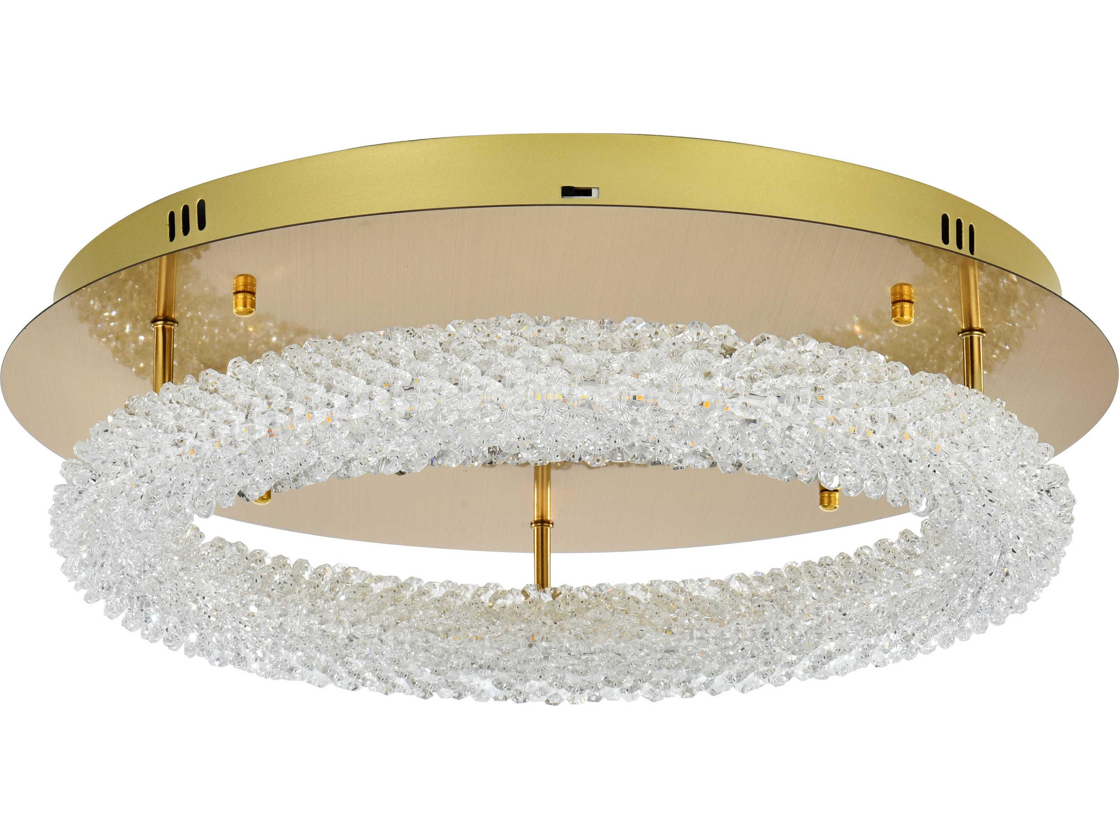Elegant Lighting Bowen 1-Light Satin Gold Round Semi Flush Mount