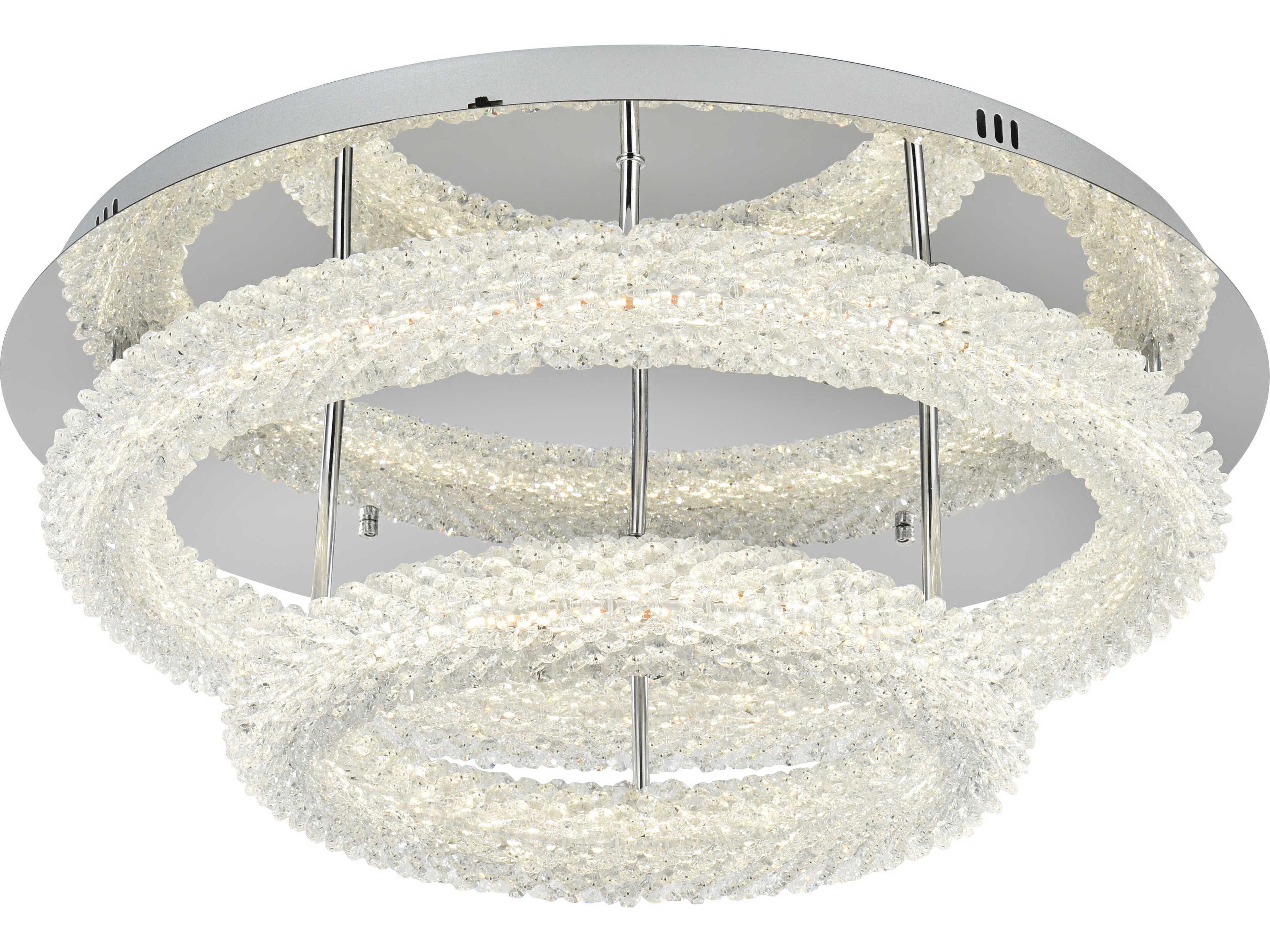 Elegant Lighting Bowen 2-Light Chrome Round Tiered Semi Flush Mount