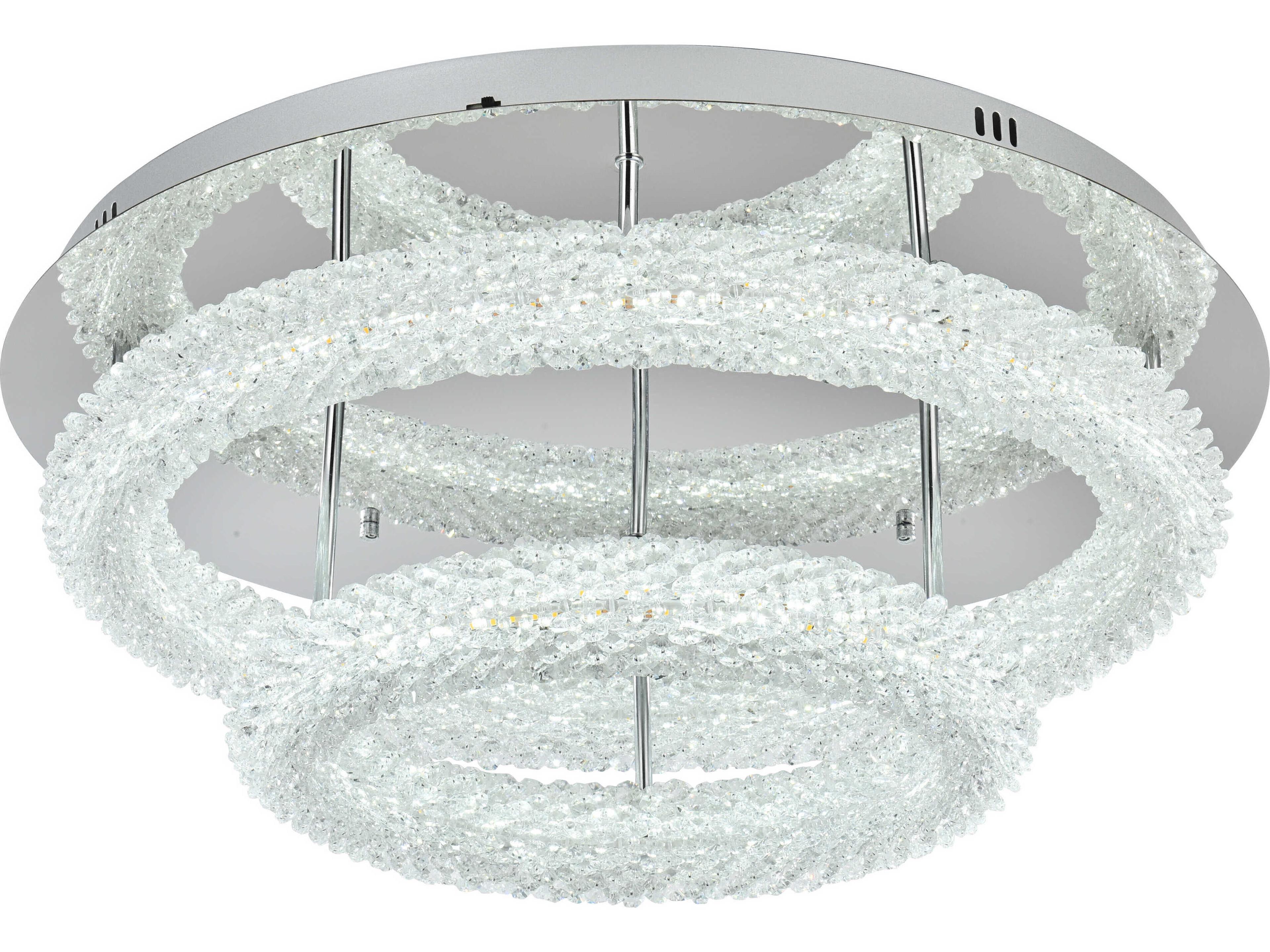 Elegant Lighting Bowen 2-Light Chrome Round Tiered Semi Flush Mount