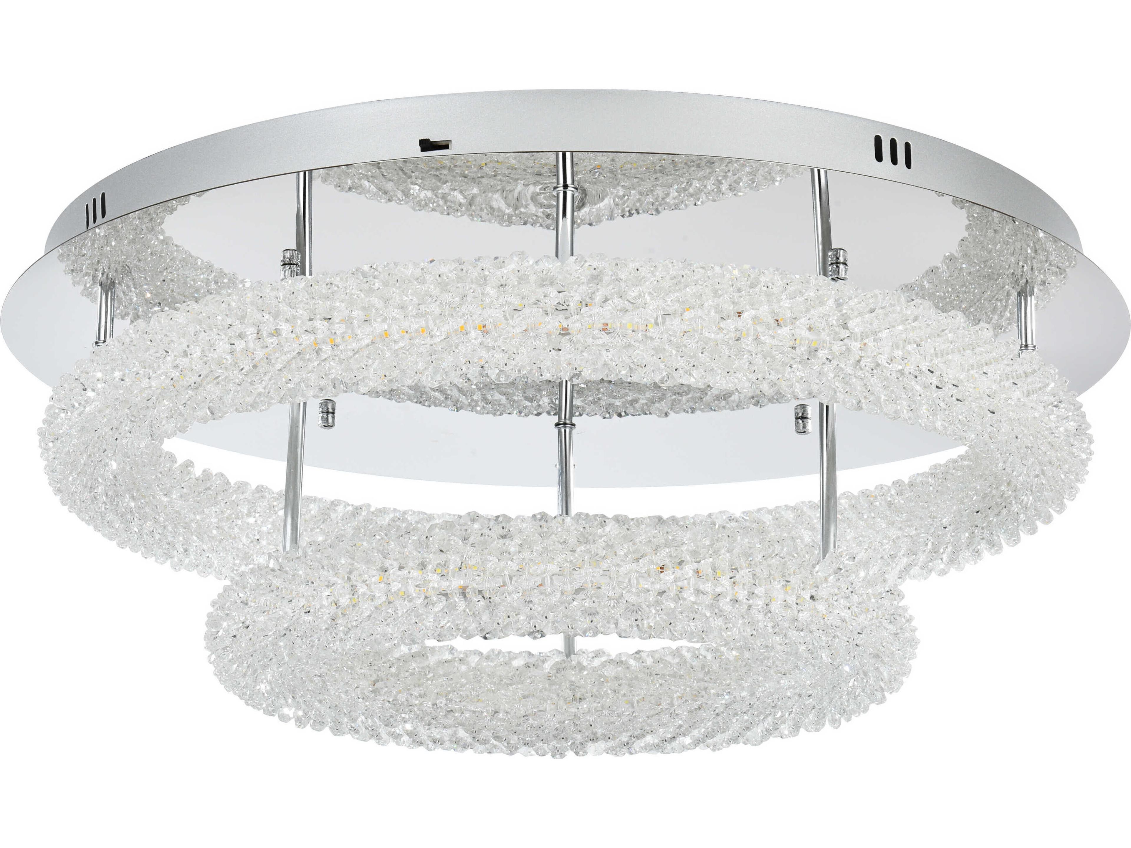 Elegant Lighting Bowen 2-Light Chrome Round Tiered Semi Flush Mount