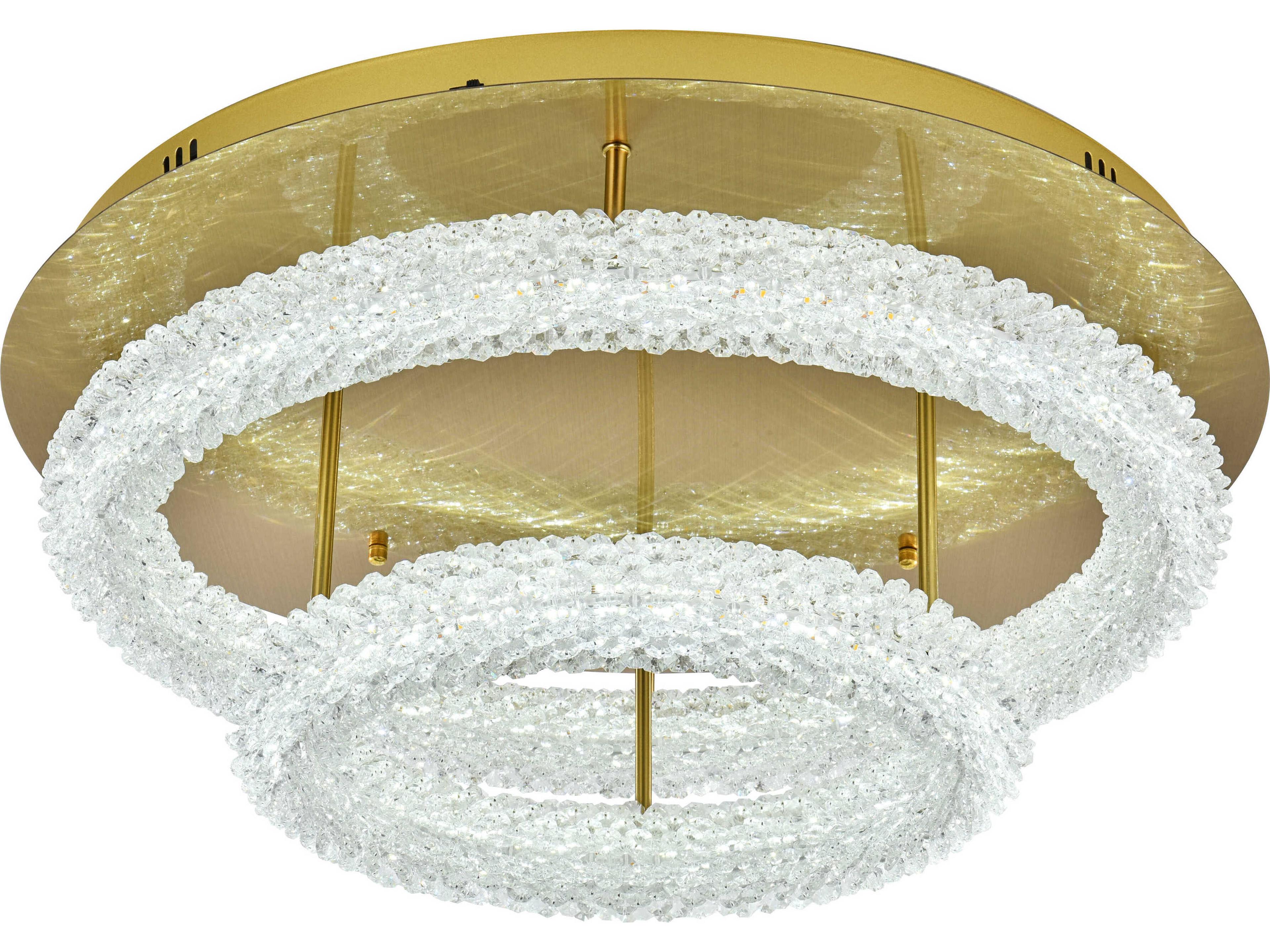 Elegant Lighting Bowen 2-Light Satin Gold Round Tiered Semi Flush Mount