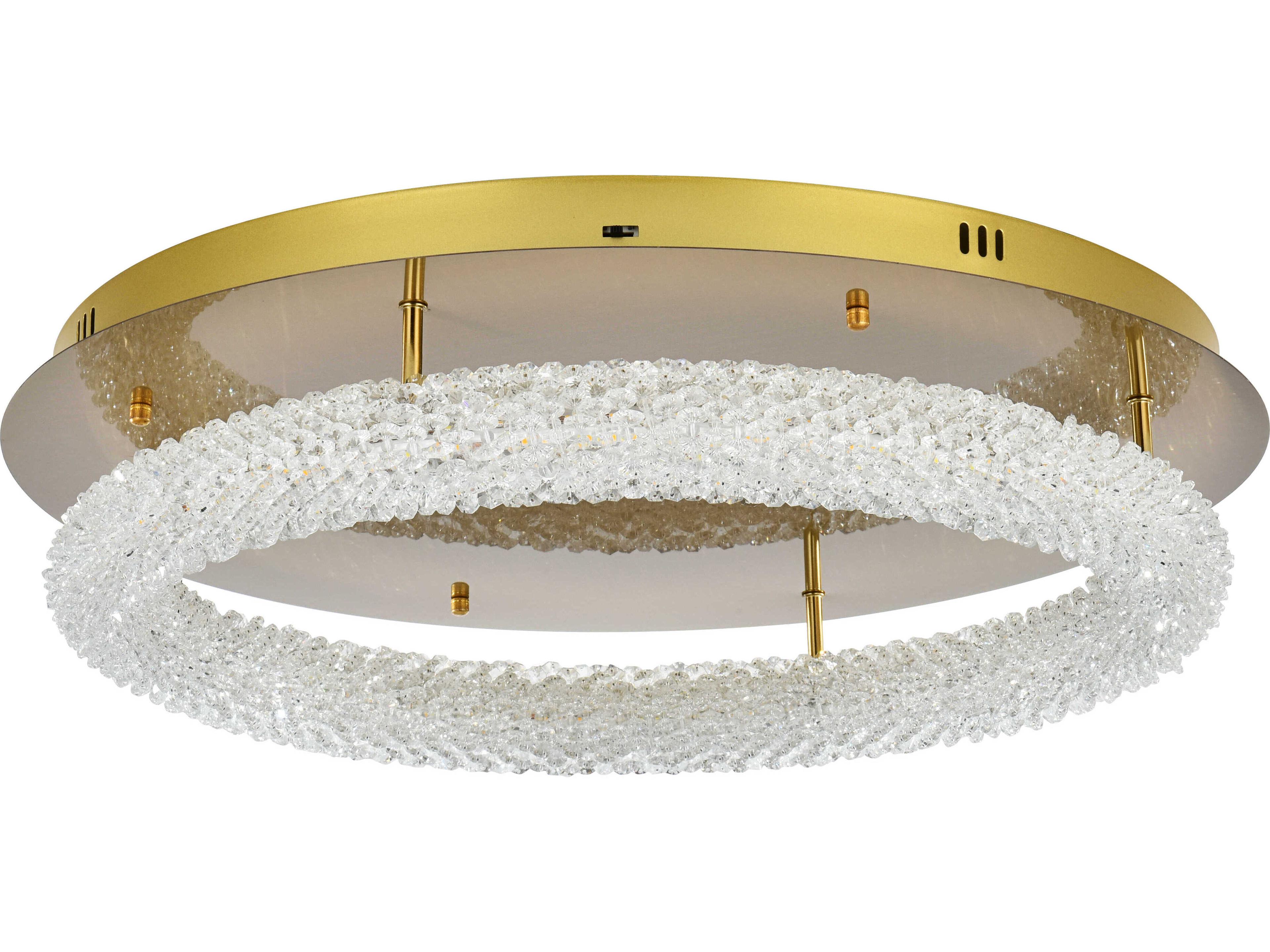 Elegant Lighting Bowen 1-Light Satin Gold Round Semi Flush Mount