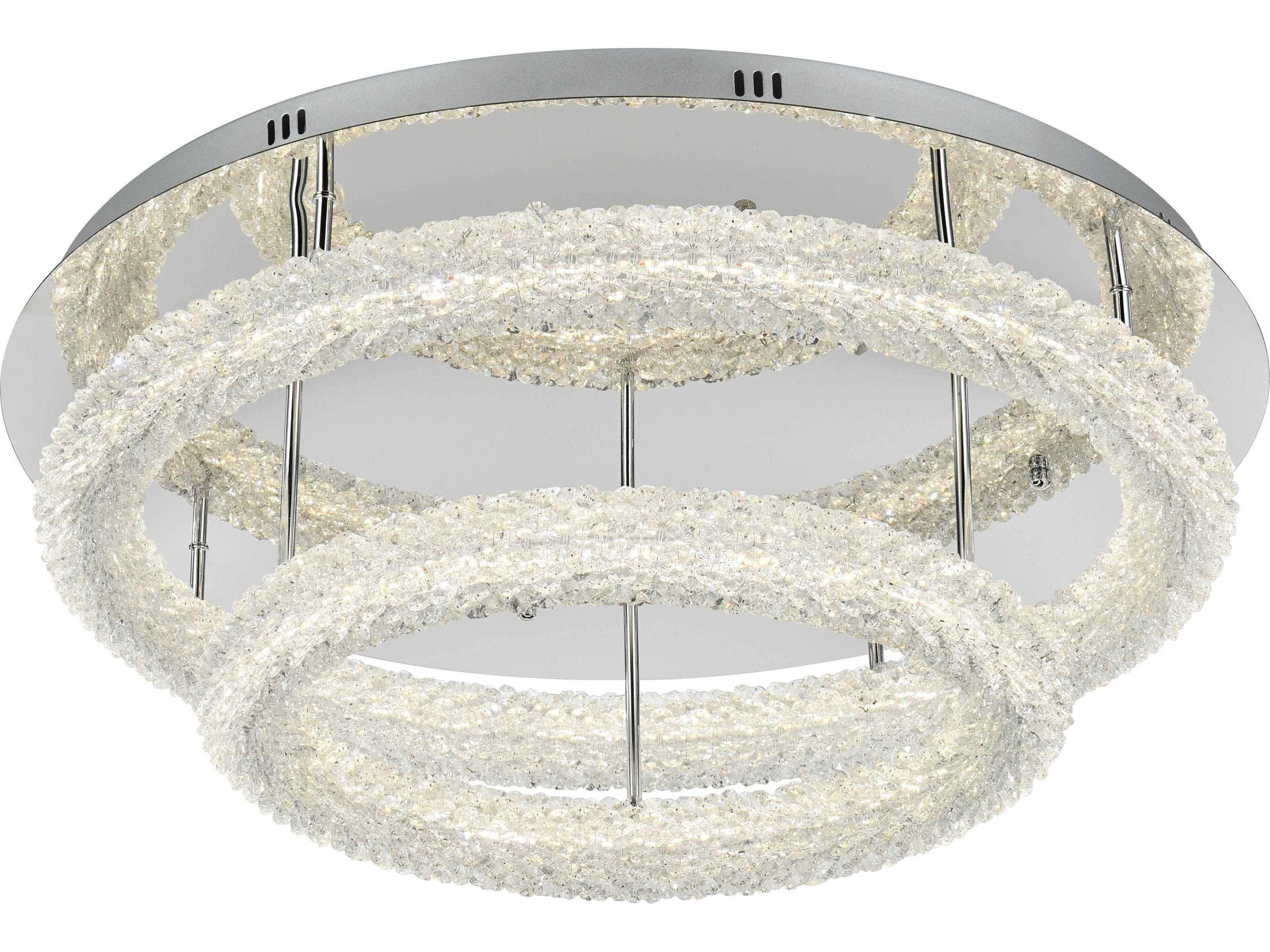 Elegant Lighting Bowen 2-Light Chrome Round Tiered Semi Flush Mount