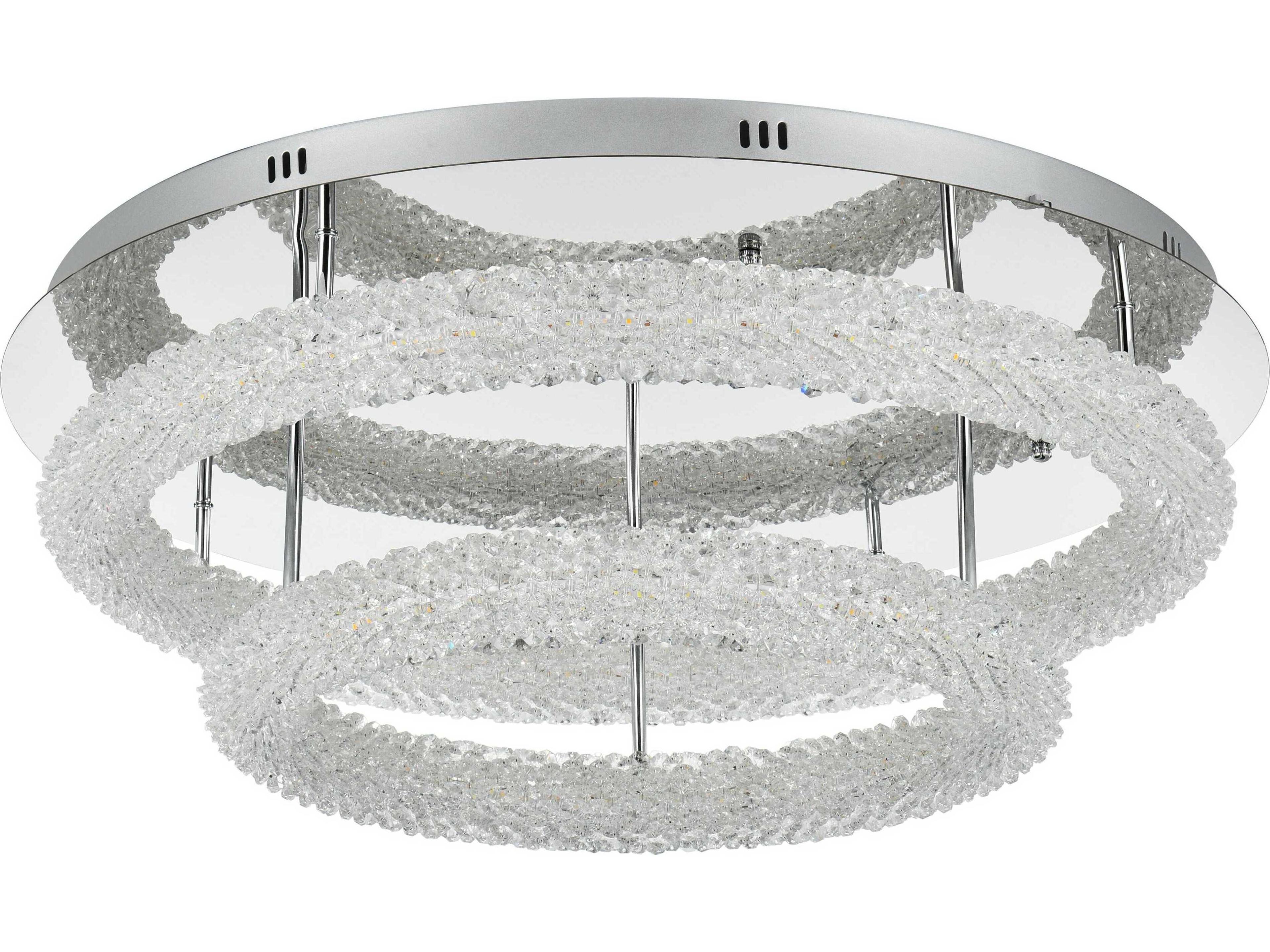 Elegant Lighting Bowen 2-Light Chrome Round Tiered Semi Flush Mount