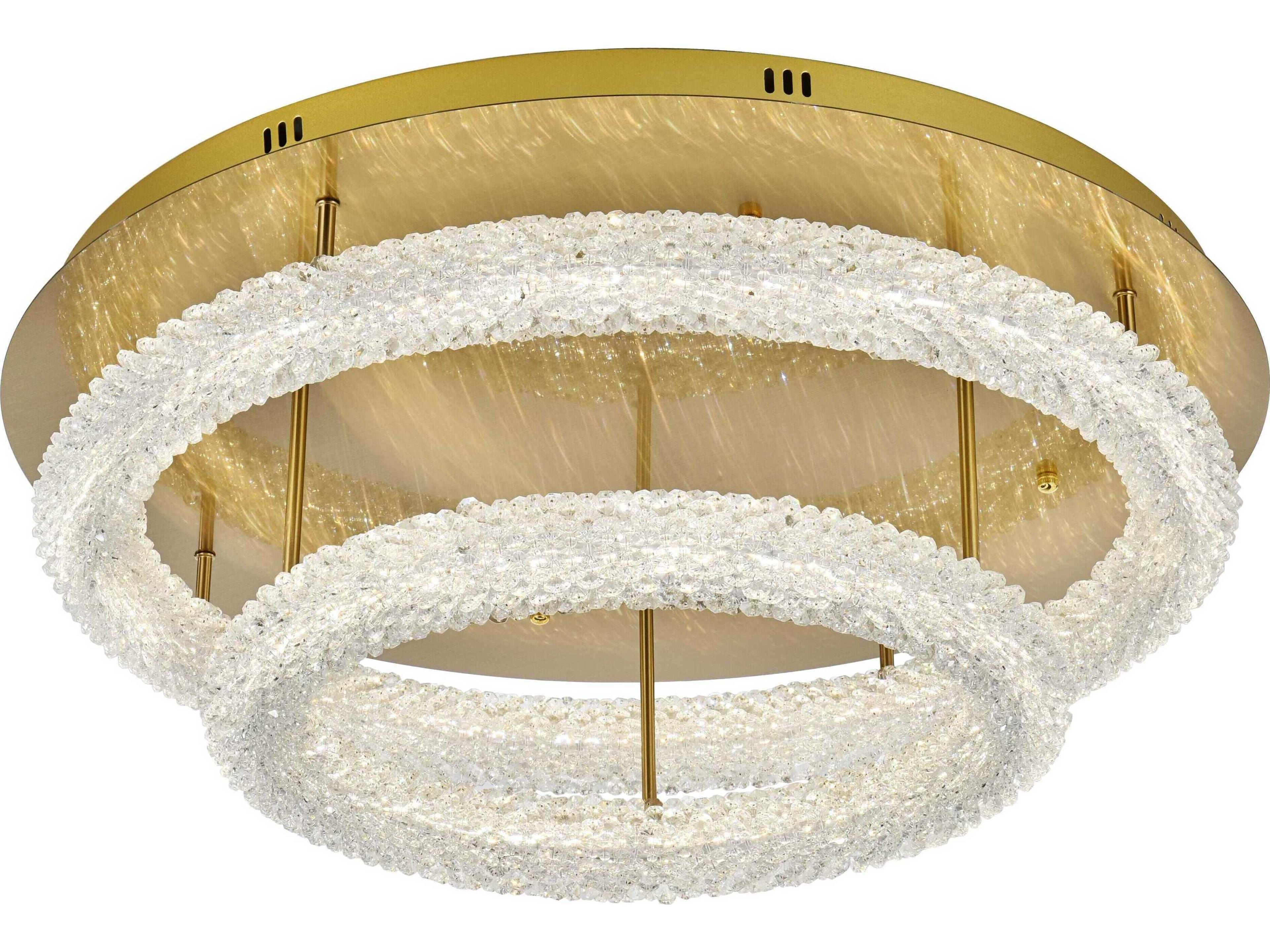 Elegant Lighting Bowen 2-Light Satin Gold Round Tiered Semi Flush Mount