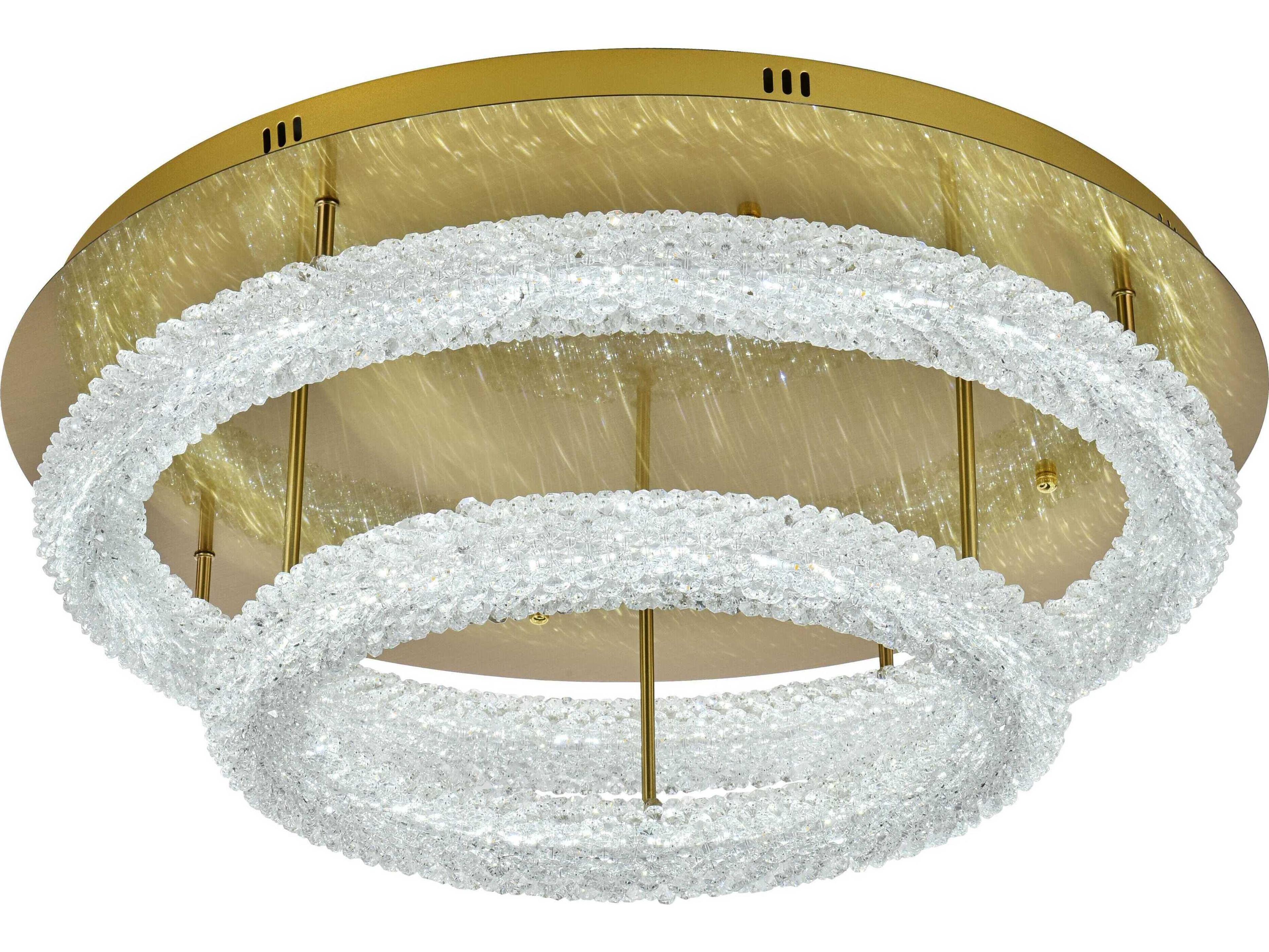 Elegant Lighting Bowen 2-Light Satin Gold Round Tiered Semi Flush Mount