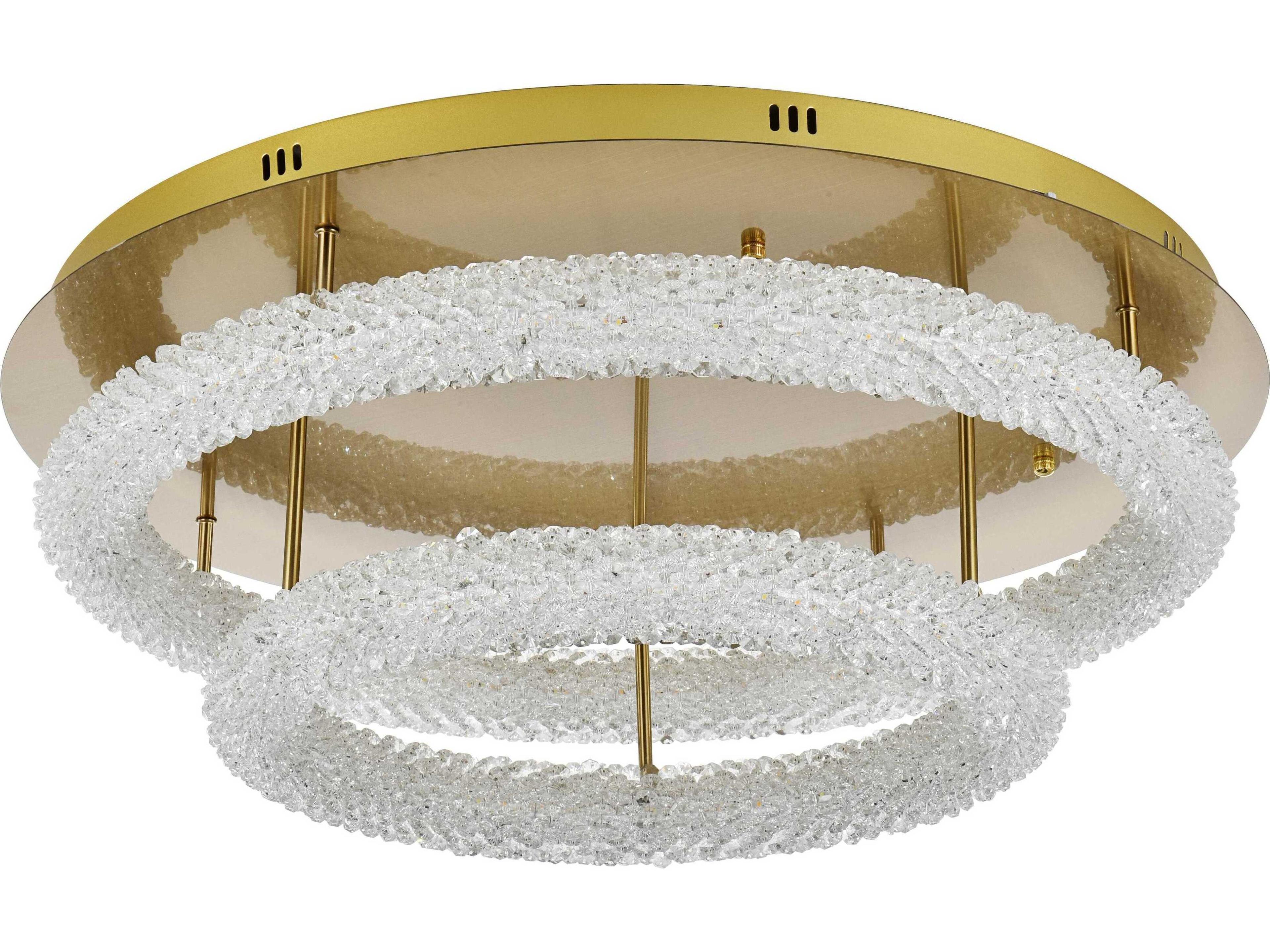 Elegant Lighting Bowen 2-Light Satin Gold Round Tiered Semi Flush Mount