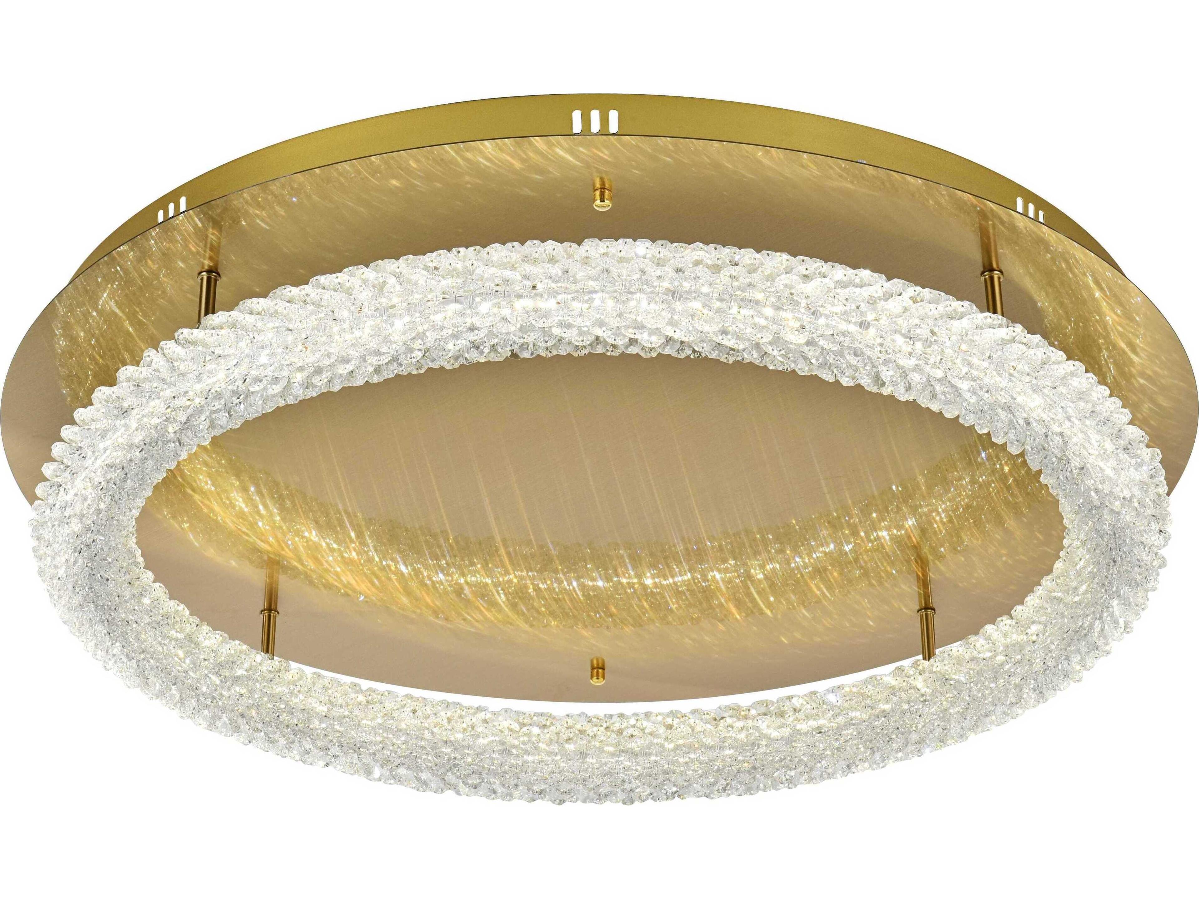 Elegant Lighting Bowen 1-Light Satin Gold Round Semi Flush Mount