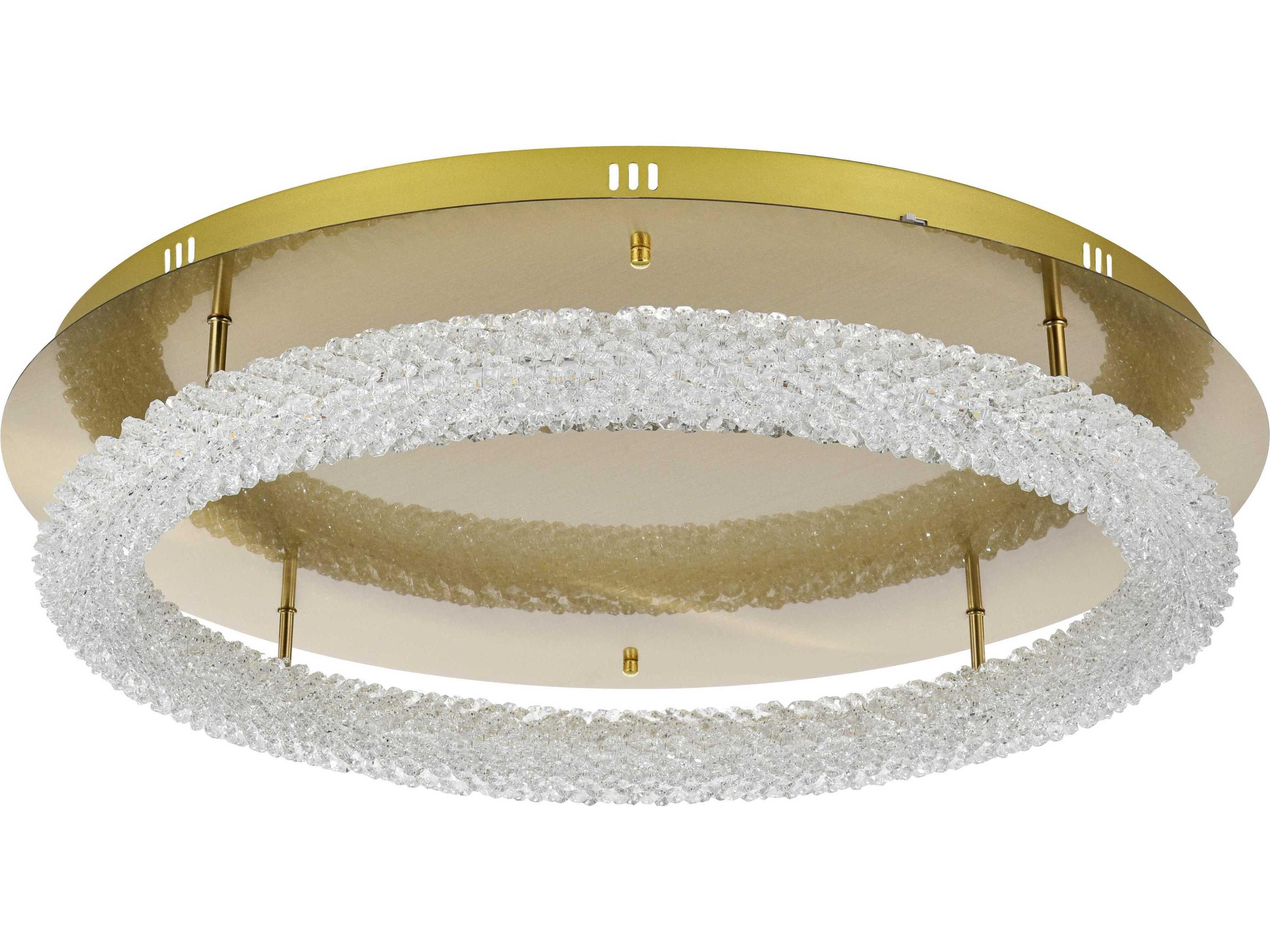 Elegant Lighting Bowen 1-Light Satin Gold Round Semi Flush Mount