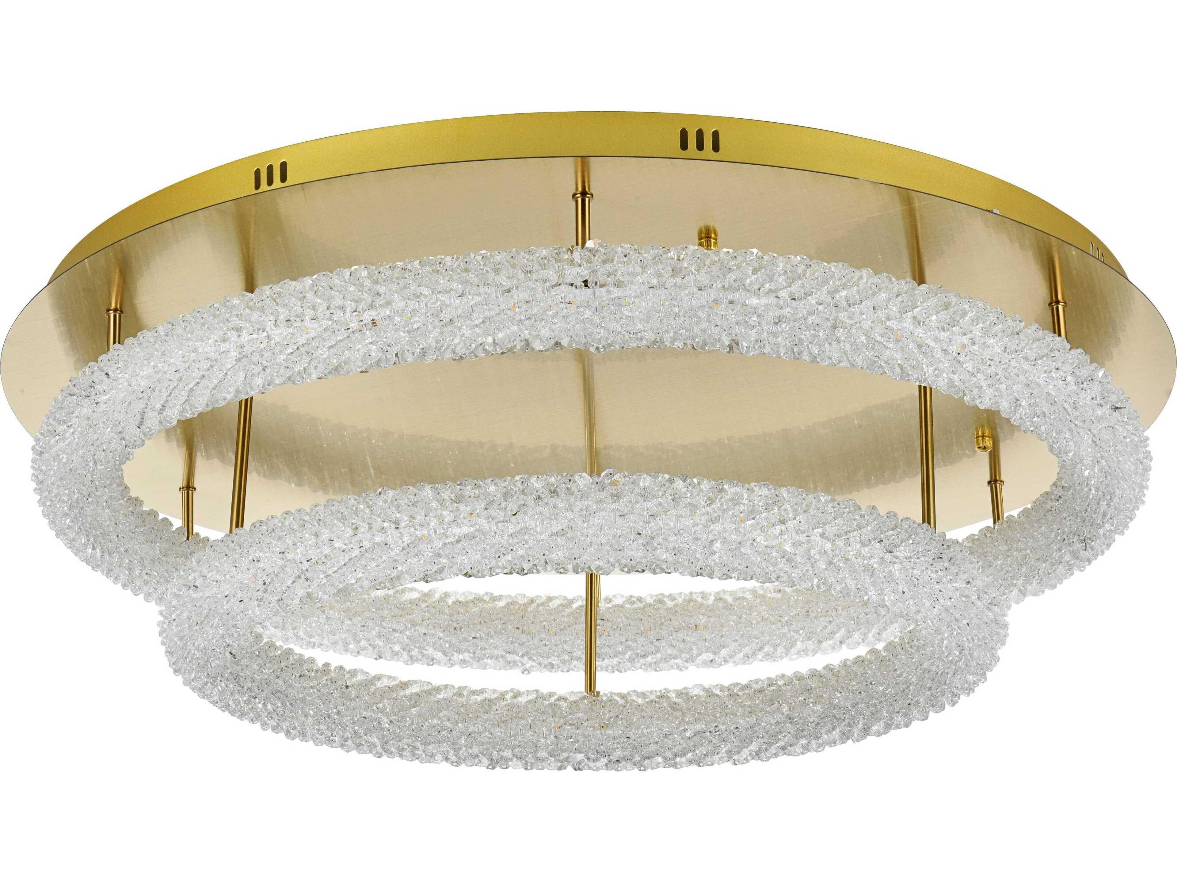 Elegant Lighting Bowen 2-Light Satin Gold Round Tiered Semi Flush Mount