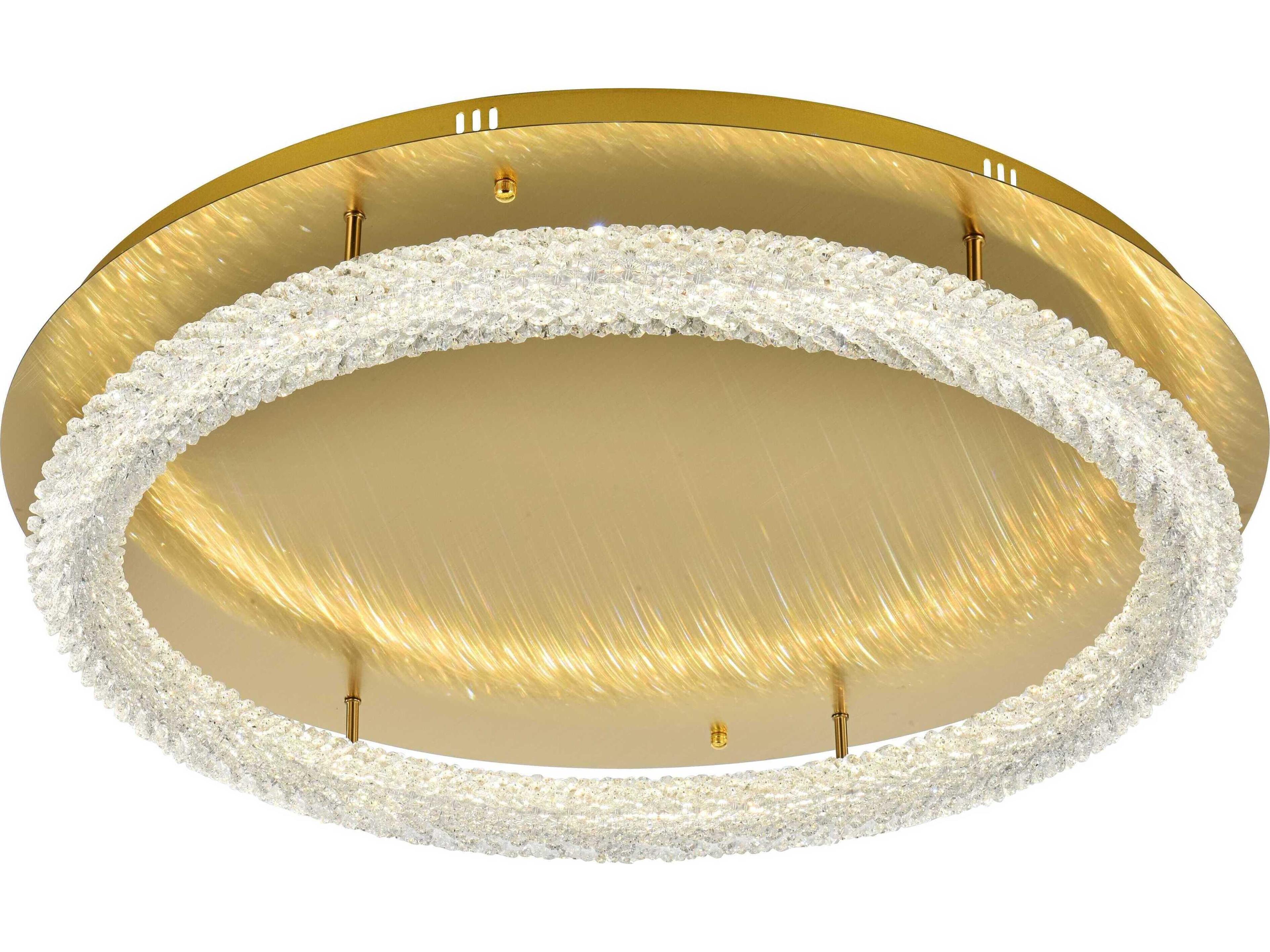 Elegant Lighting Bowen 1-Light Satin Gold Round Semi Flush Mount